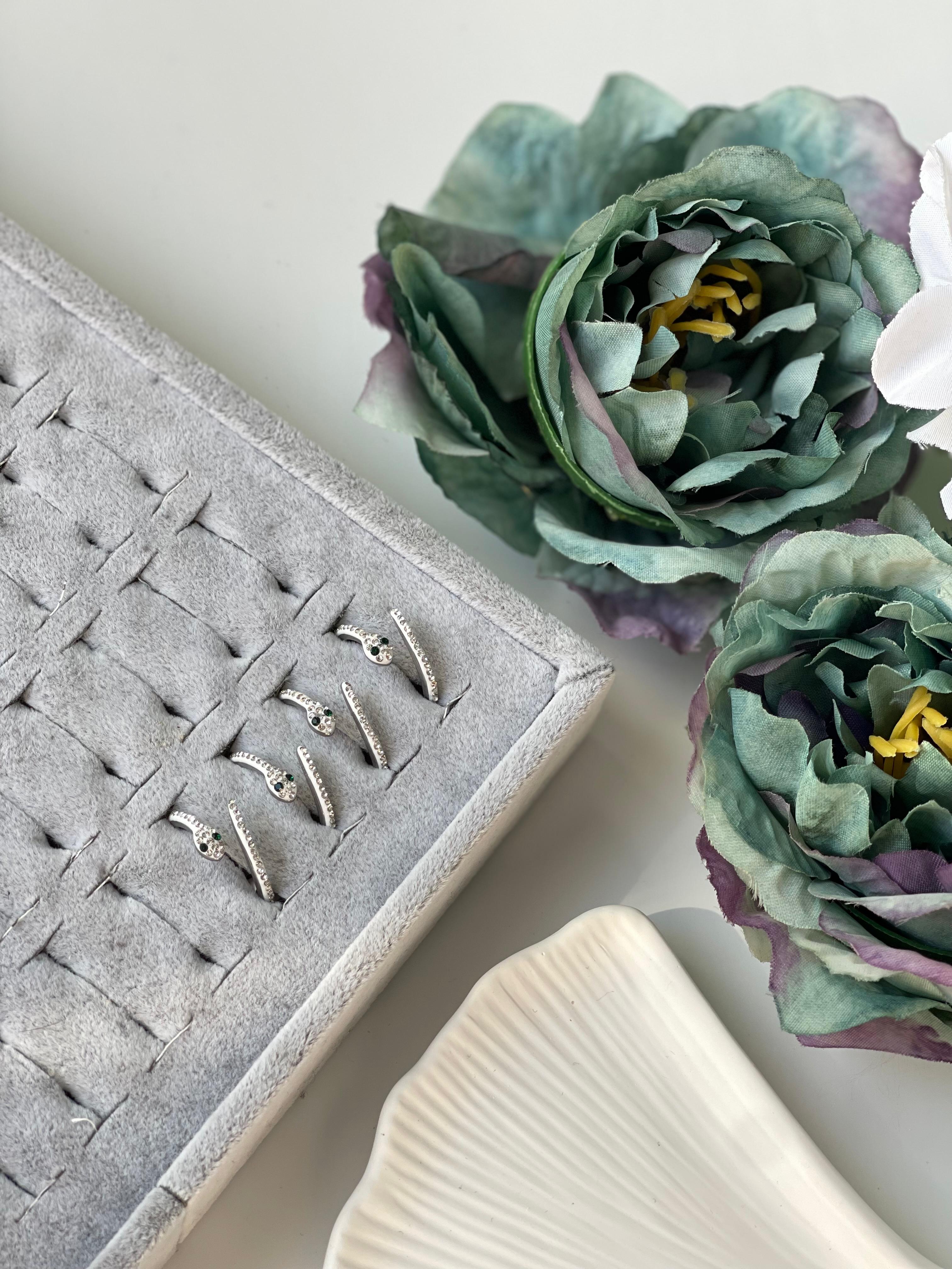 Taşlı Yılan Model Çelik Yüzük