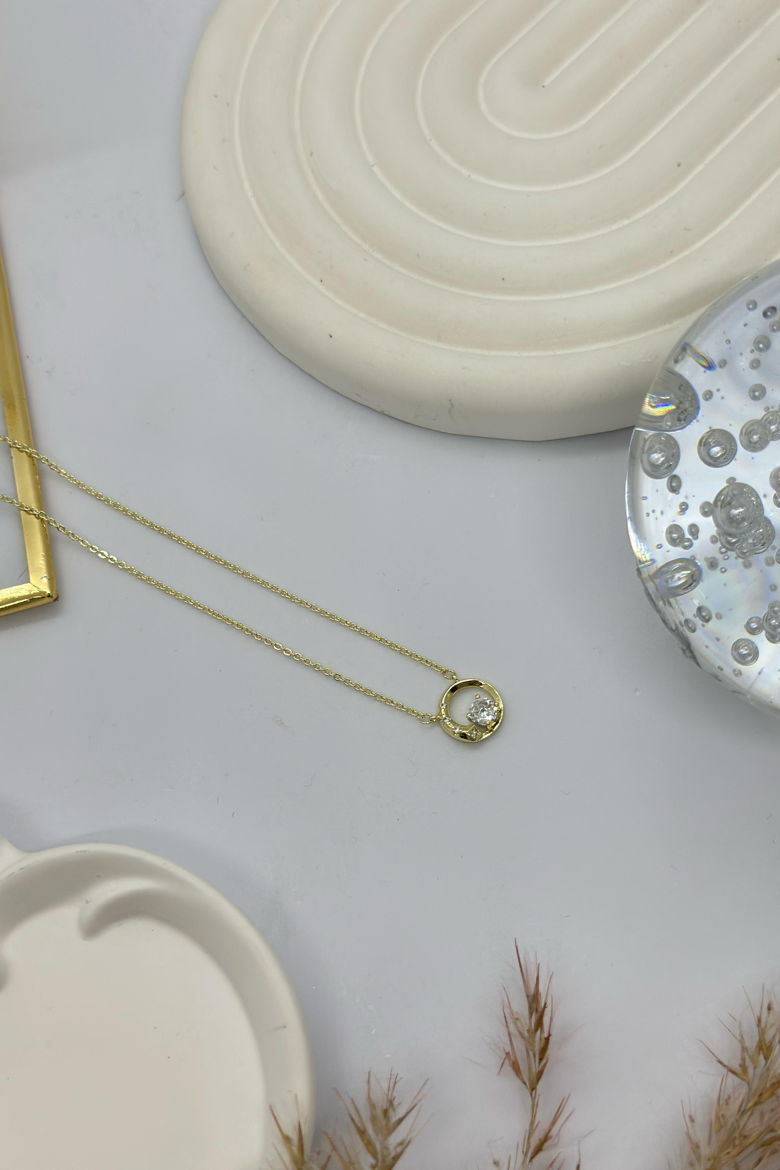 Taş Detaylı Vıp Gold Kolye