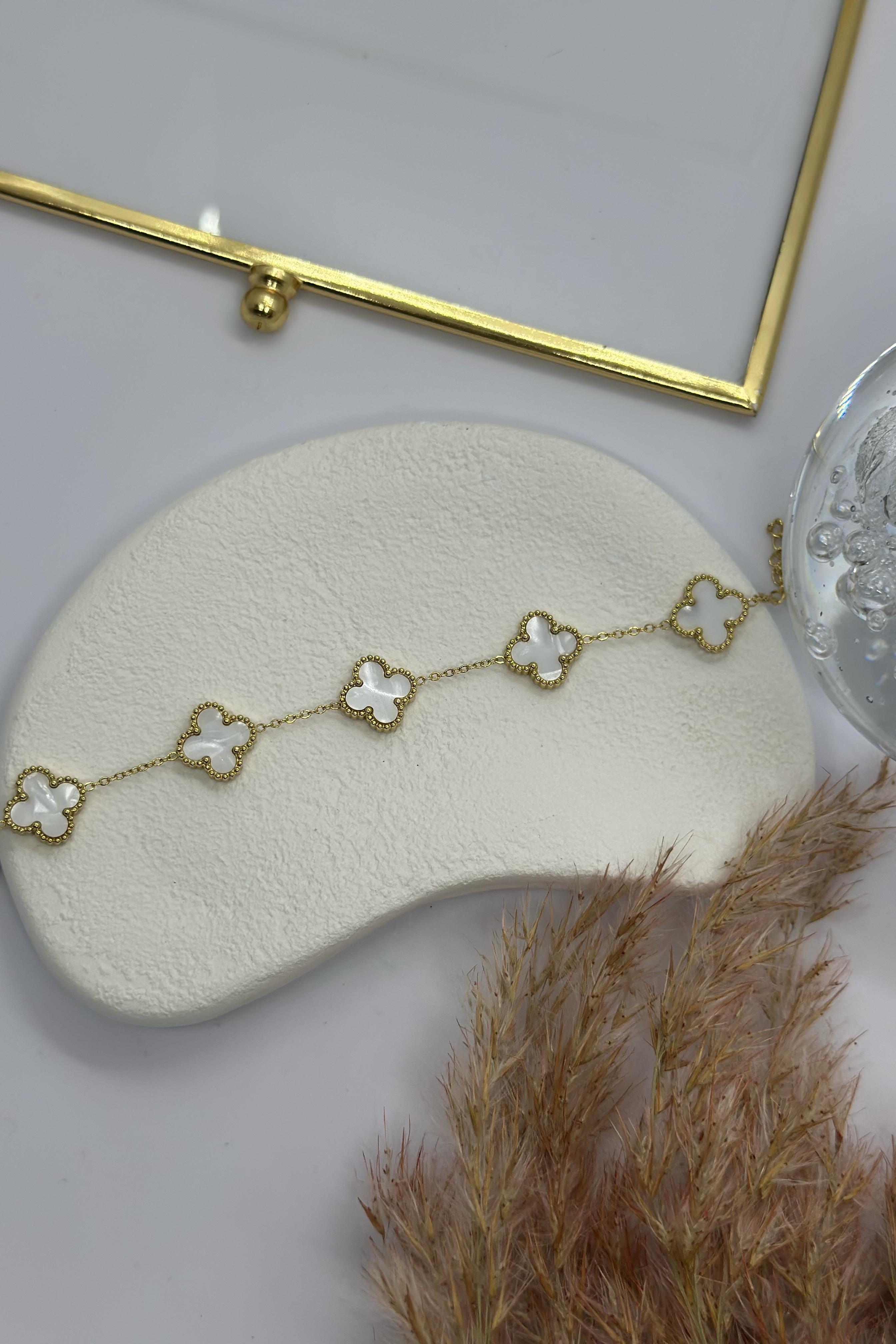 Lv Model Gold Beyaz Çelik Bileklik