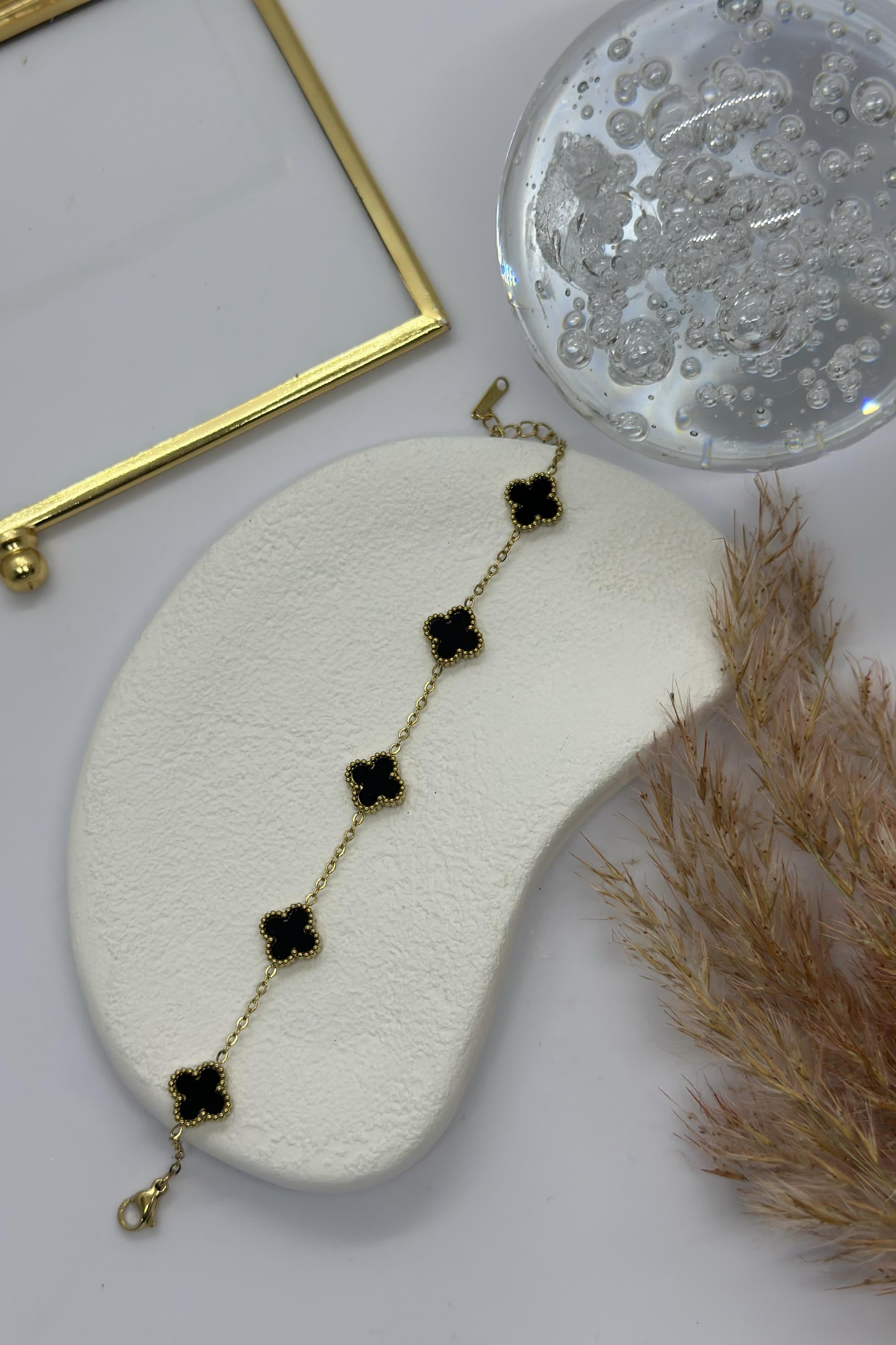 Lv Model Siyah Gold Çelik Bileklik