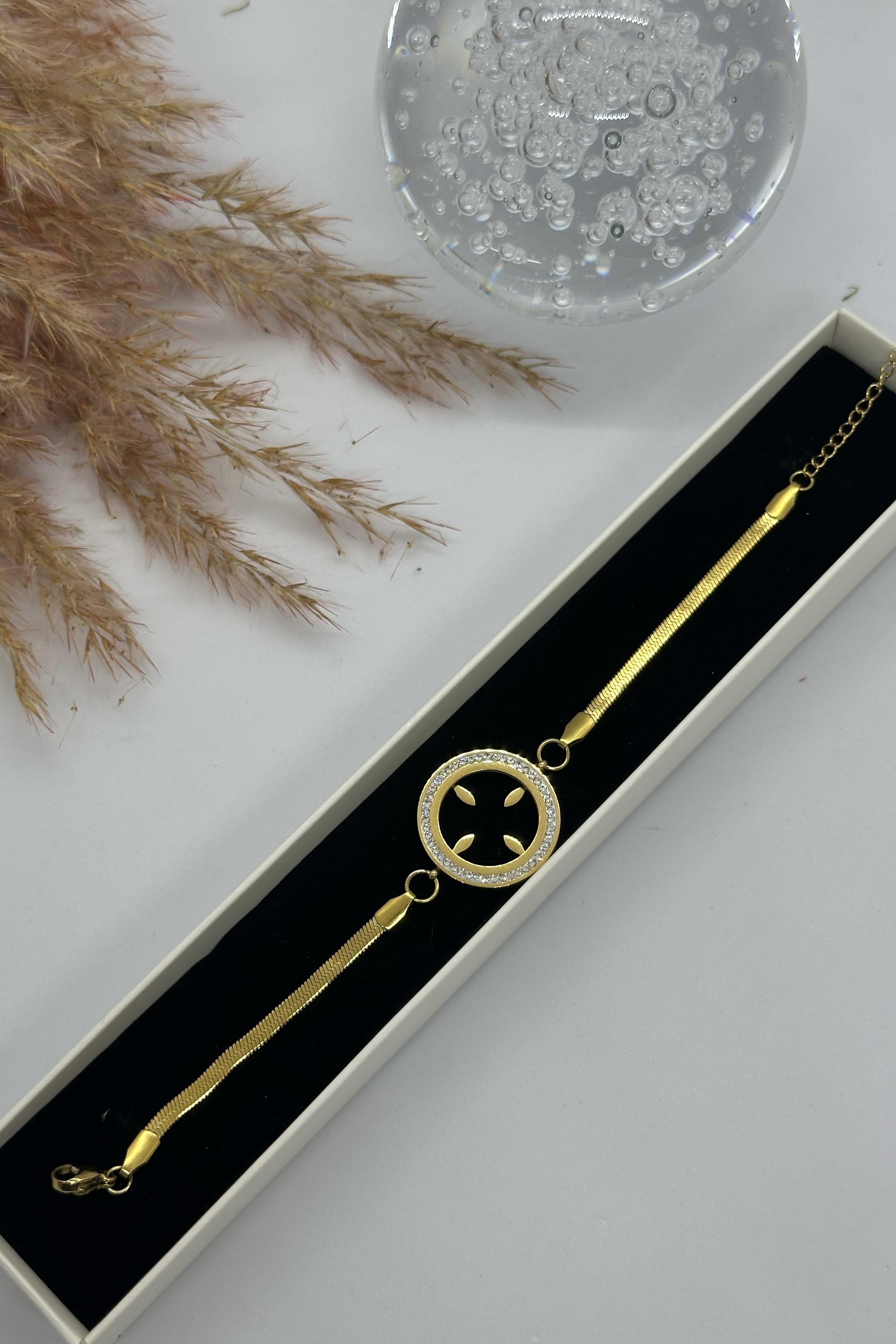 Çeyrek Takılabilen Gold Çelik Bileklik