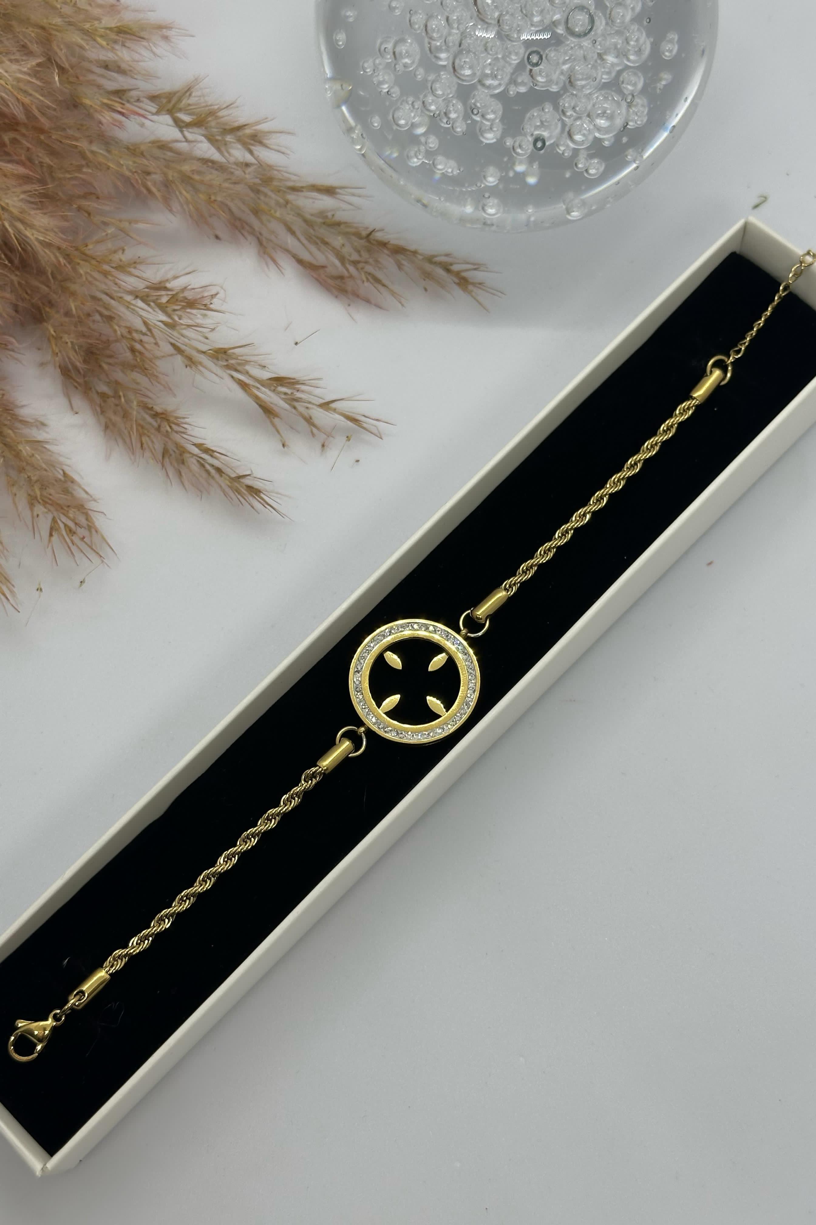 Çeyrek Takılabilen Gold Çelik Bileklik