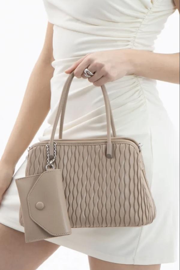 Kadın Cüzdanlı Bej El Çantası