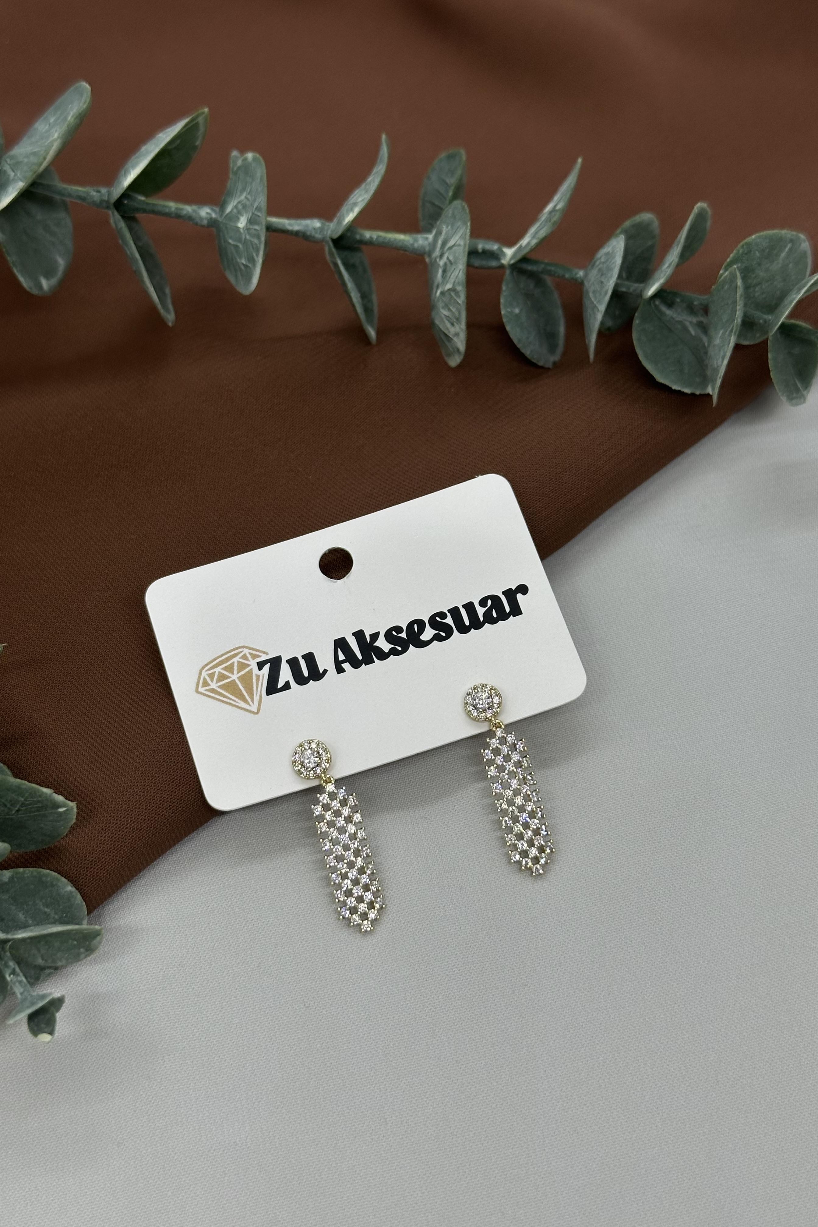 Taşlı Gold Vıp Küpe