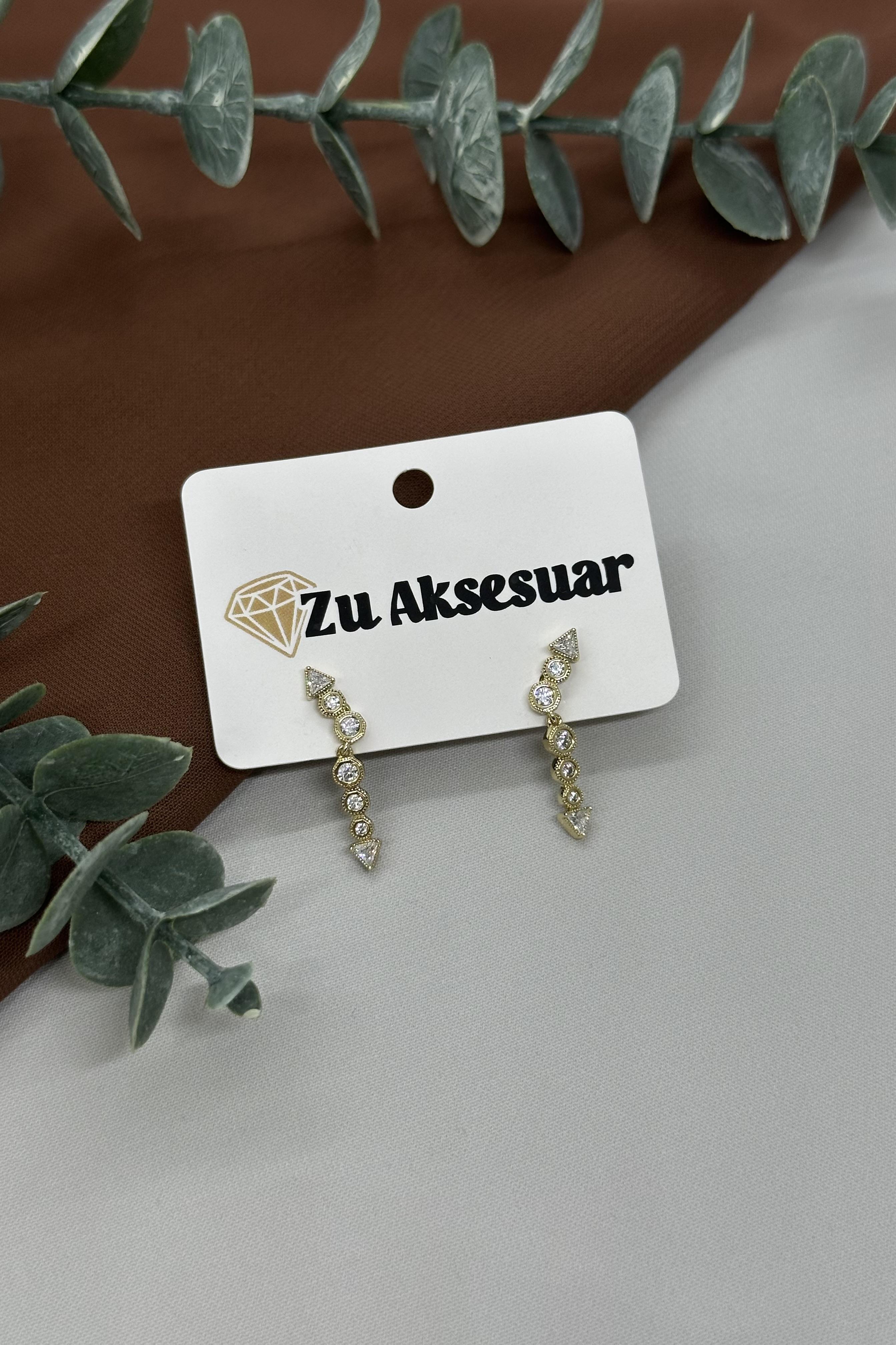 Gold Taşlı Vıp Küpe