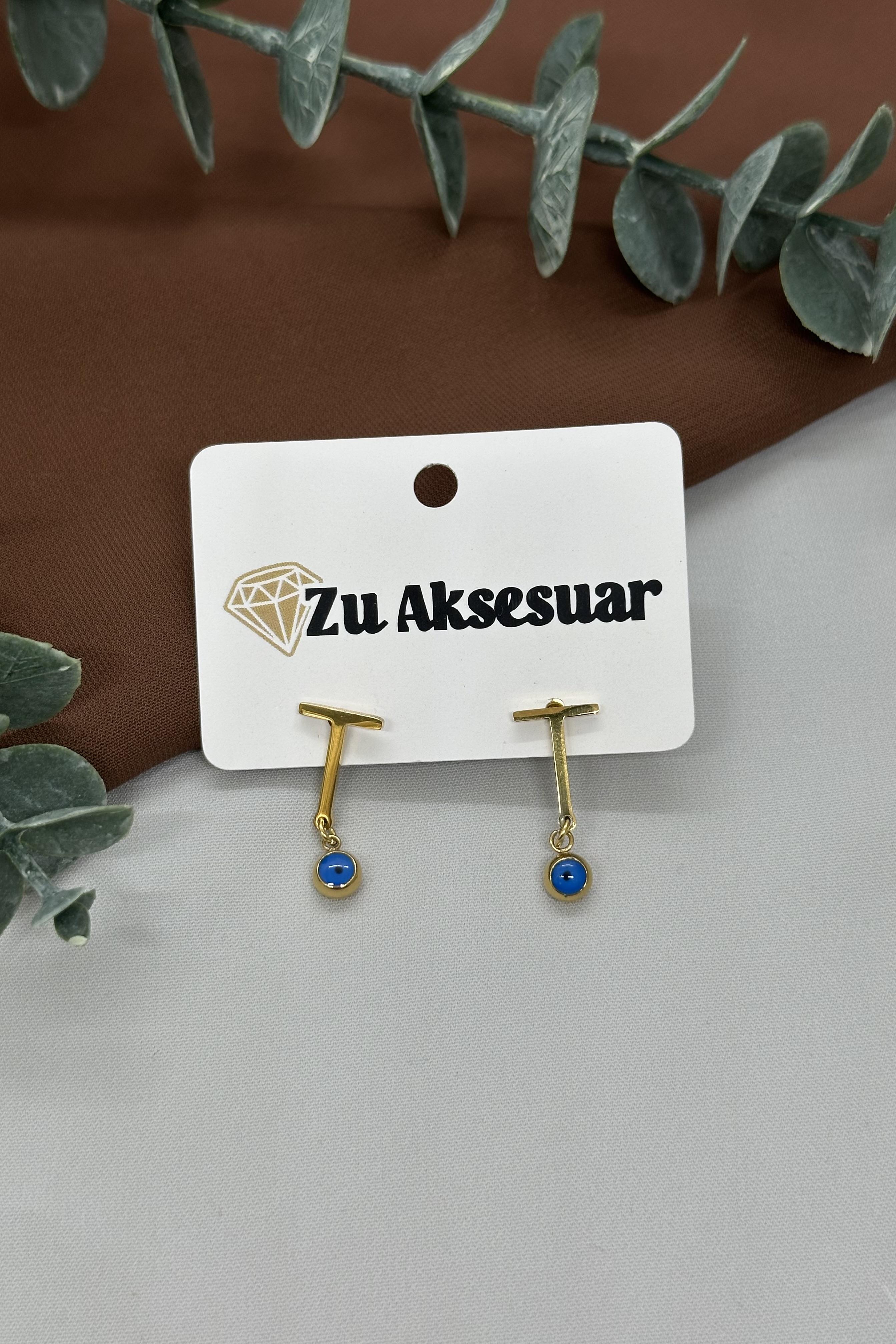 Gold Çelik T Harfi Küpe