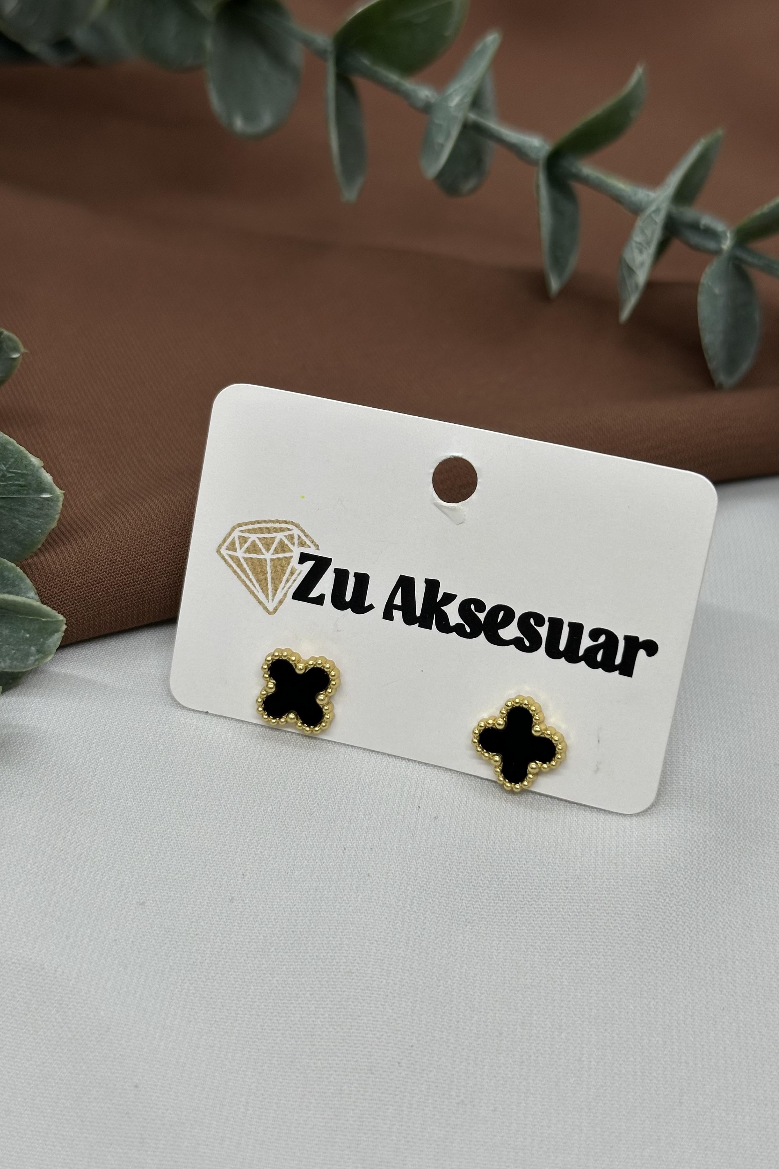 Siyah Gold Yona Çelik Küpe