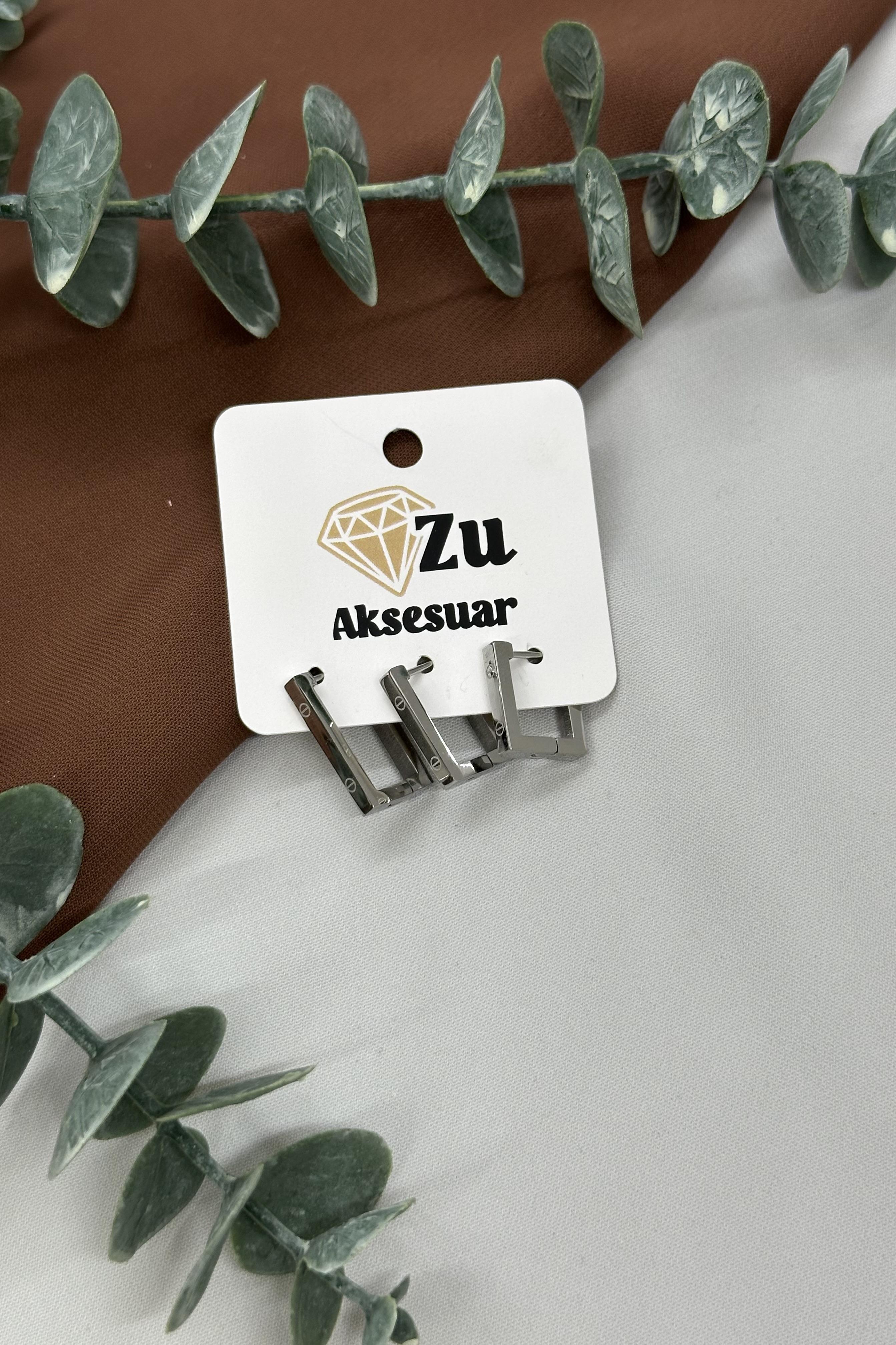 Üçlü Gümüş Uzun Halka Set Küpe