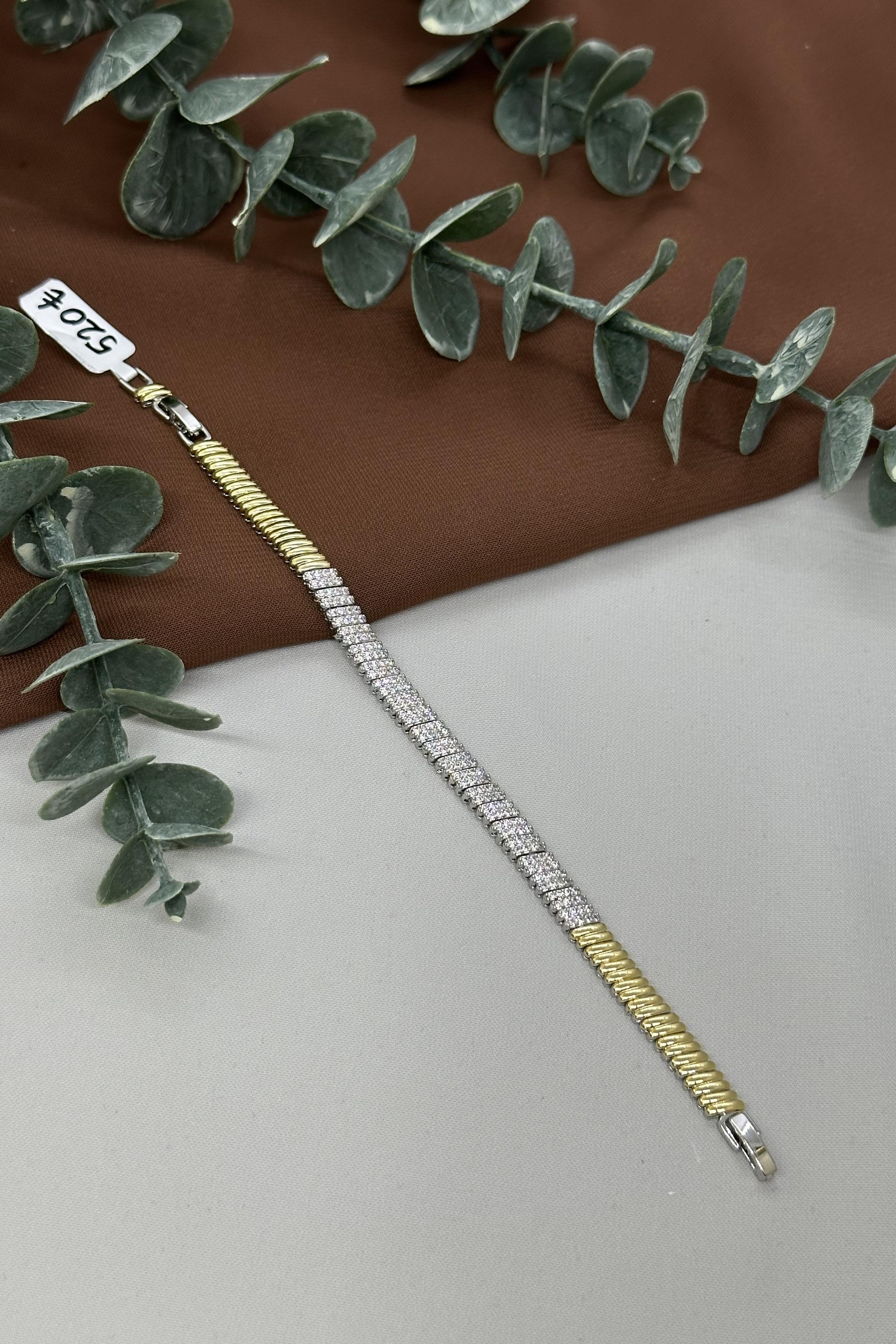 Taşlı Gold-Sılver Vıp Bileklik