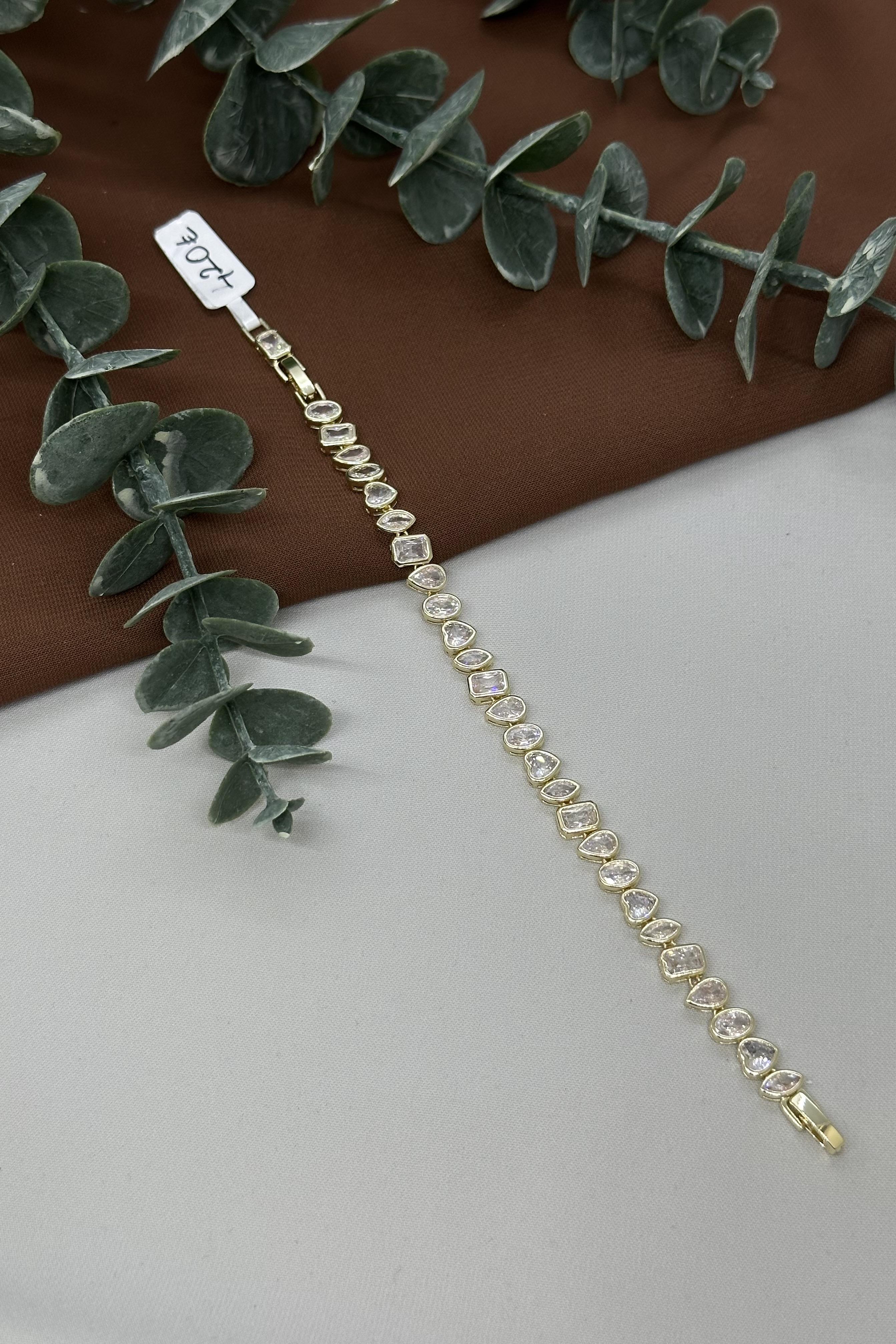 Damla Taşlı Gold Vıp Bileklik