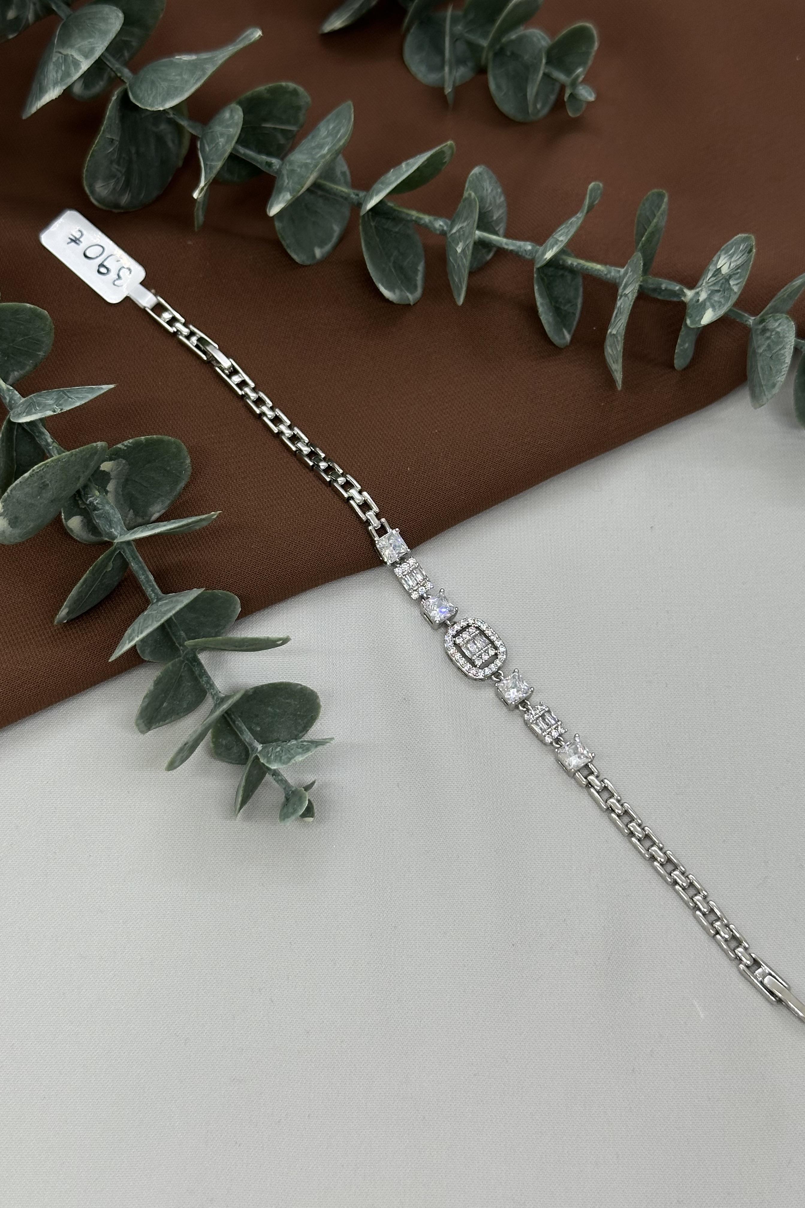 Baget Taşlı Sılver Vıp Bileklik