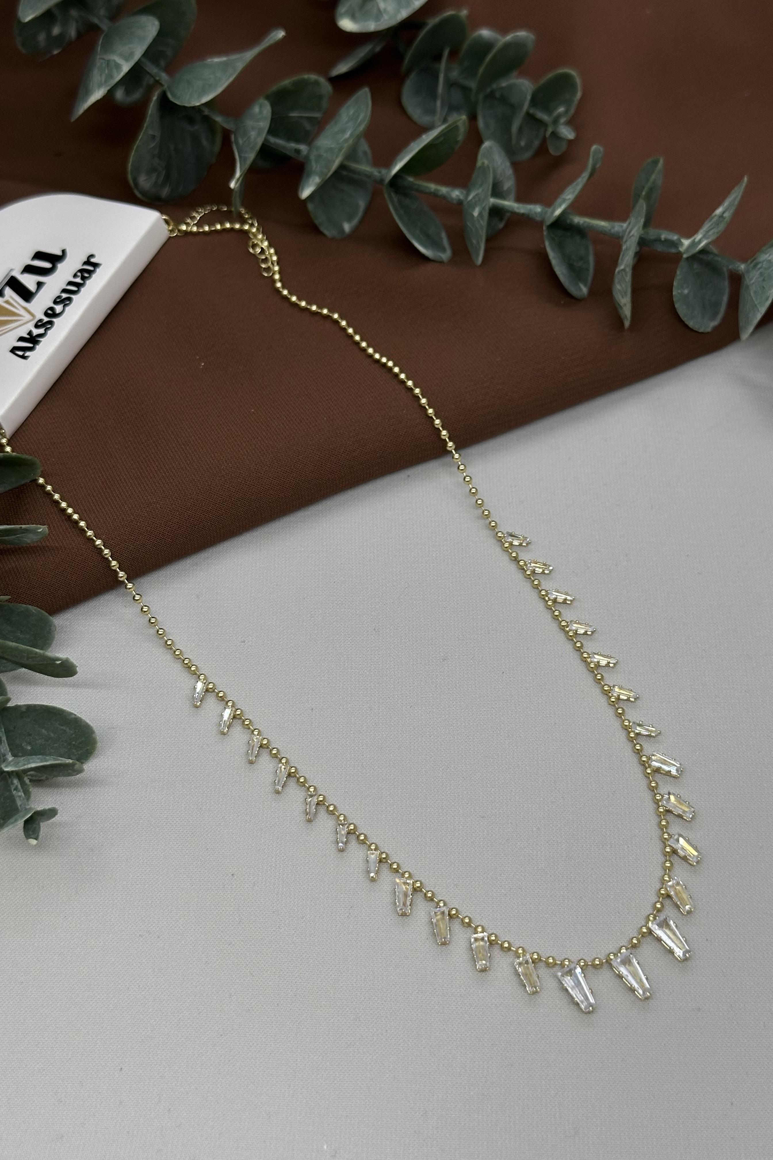 Taşlı Gold Vıp Kolye