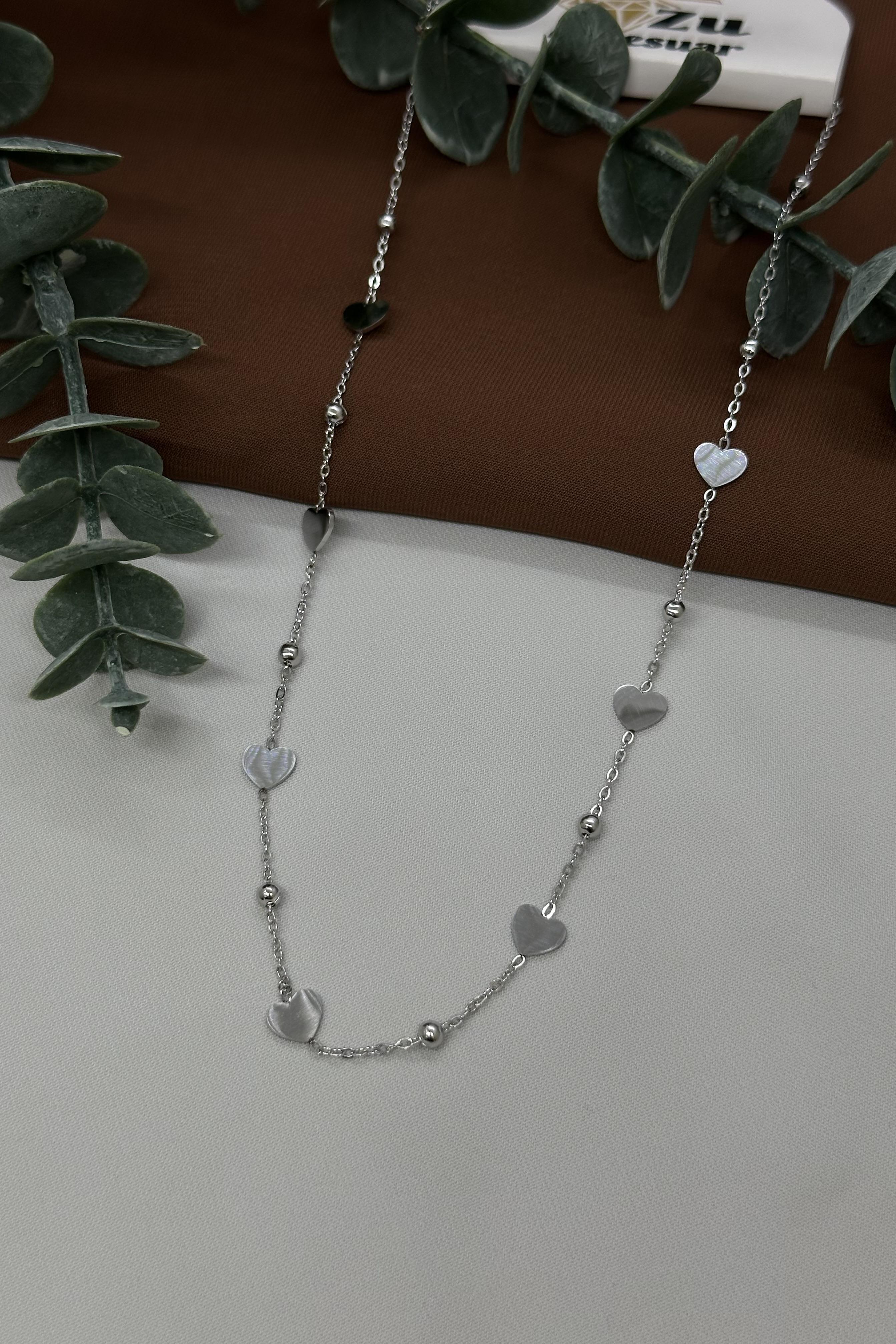 Kalpli Sılver Çelik Kolye