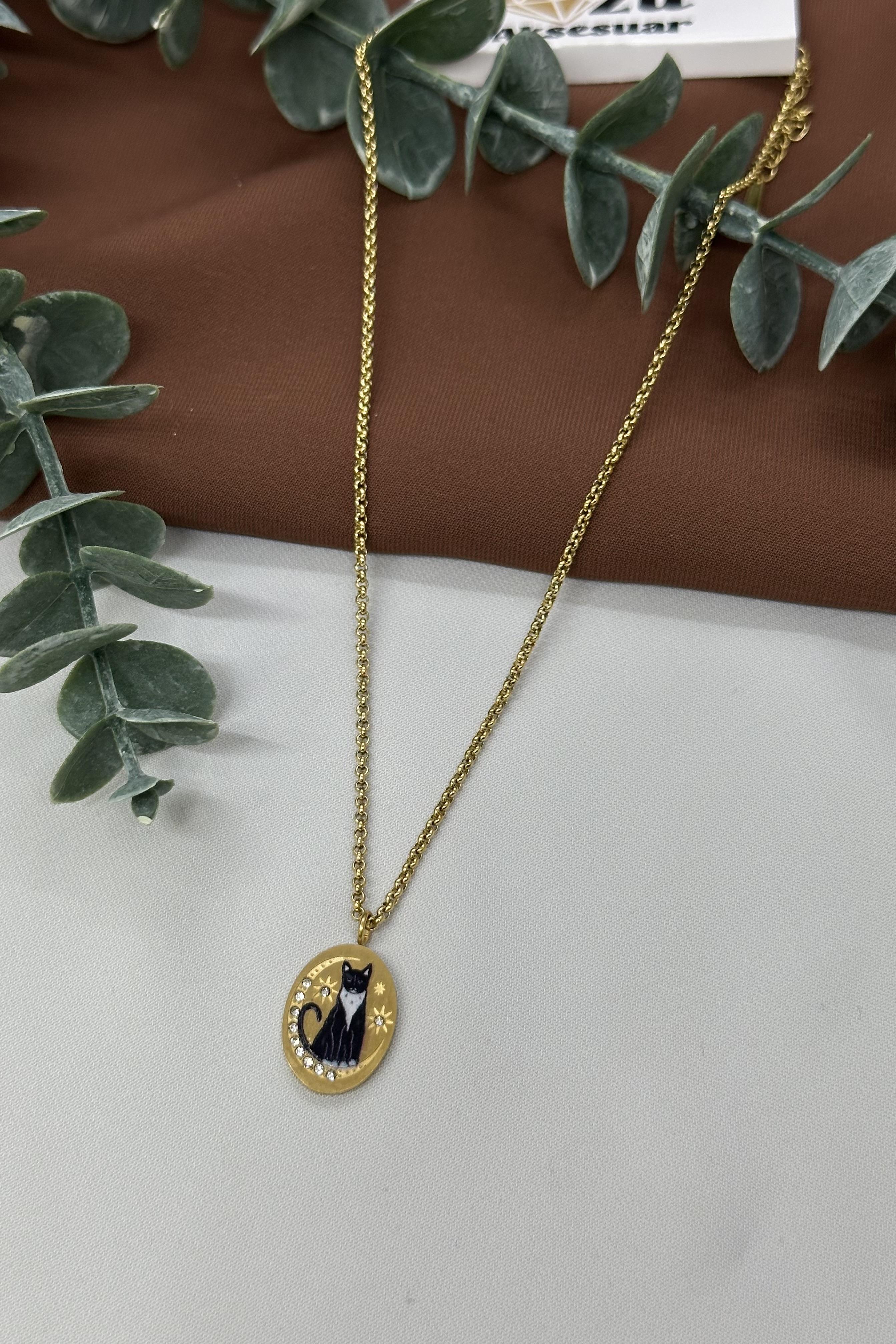 Kedili Gold Çelik Kolye