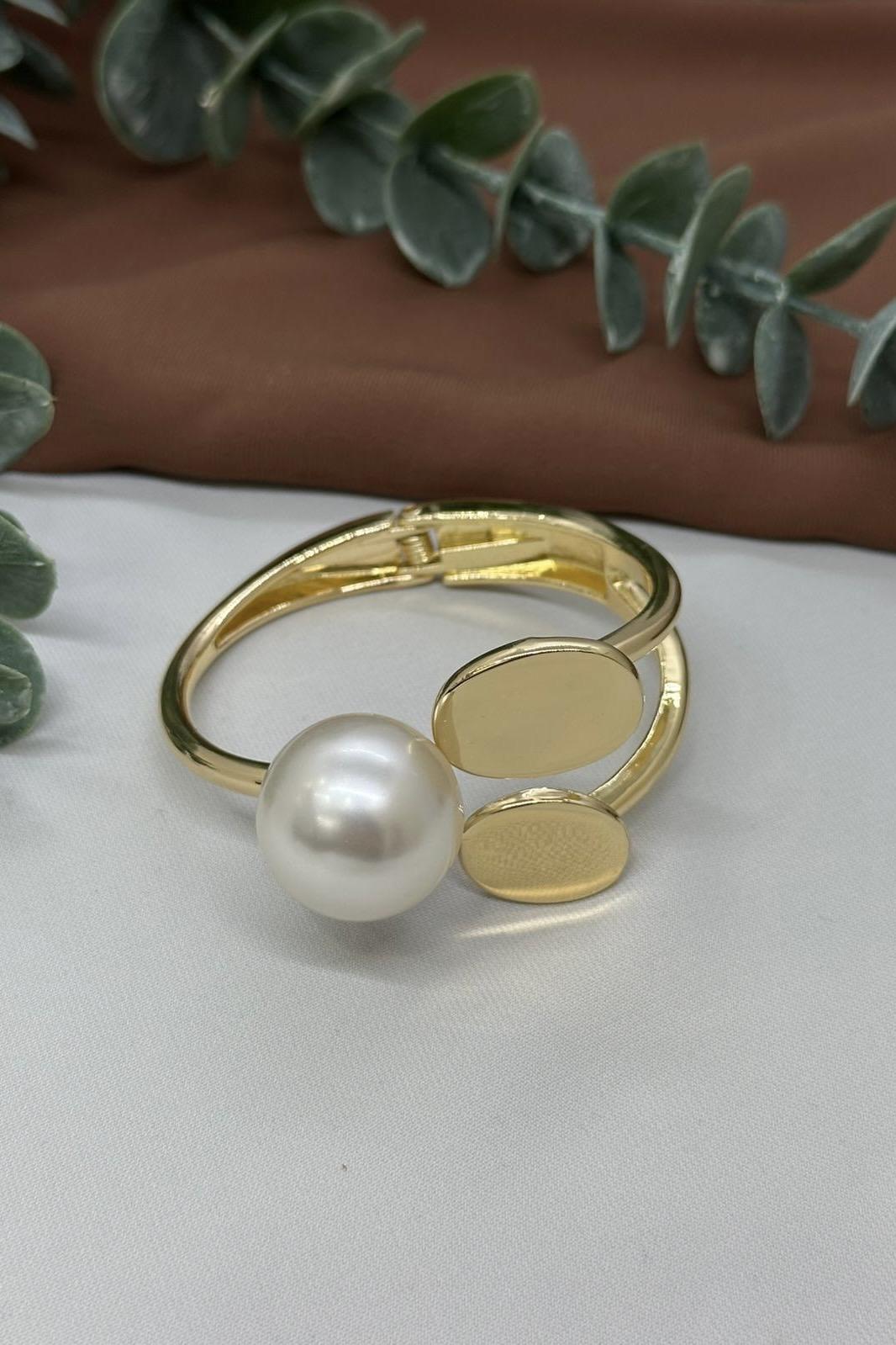 İncili Gold Vıp Kelepçe Bileklik