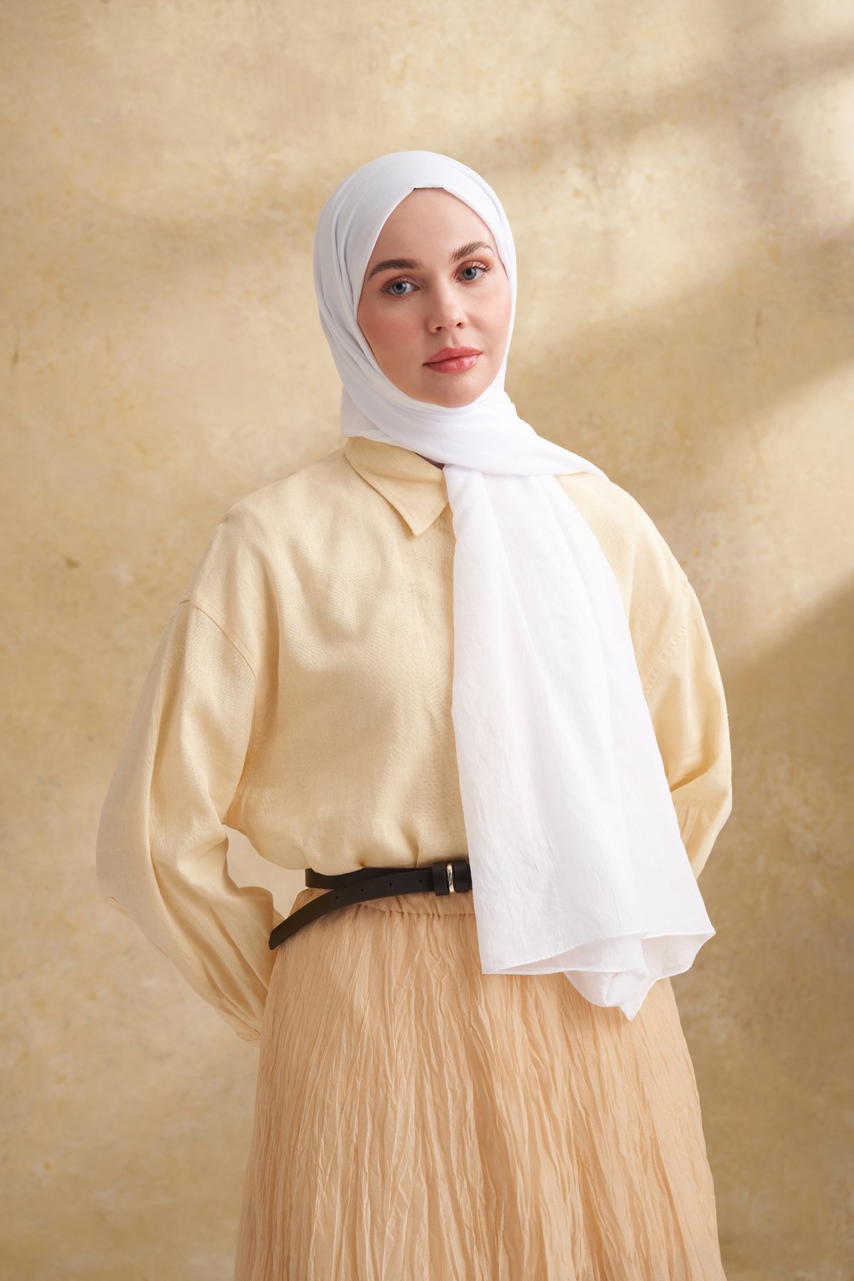 RUSTİK PAMUKSU ŞAL - KIRIK BEYAZ