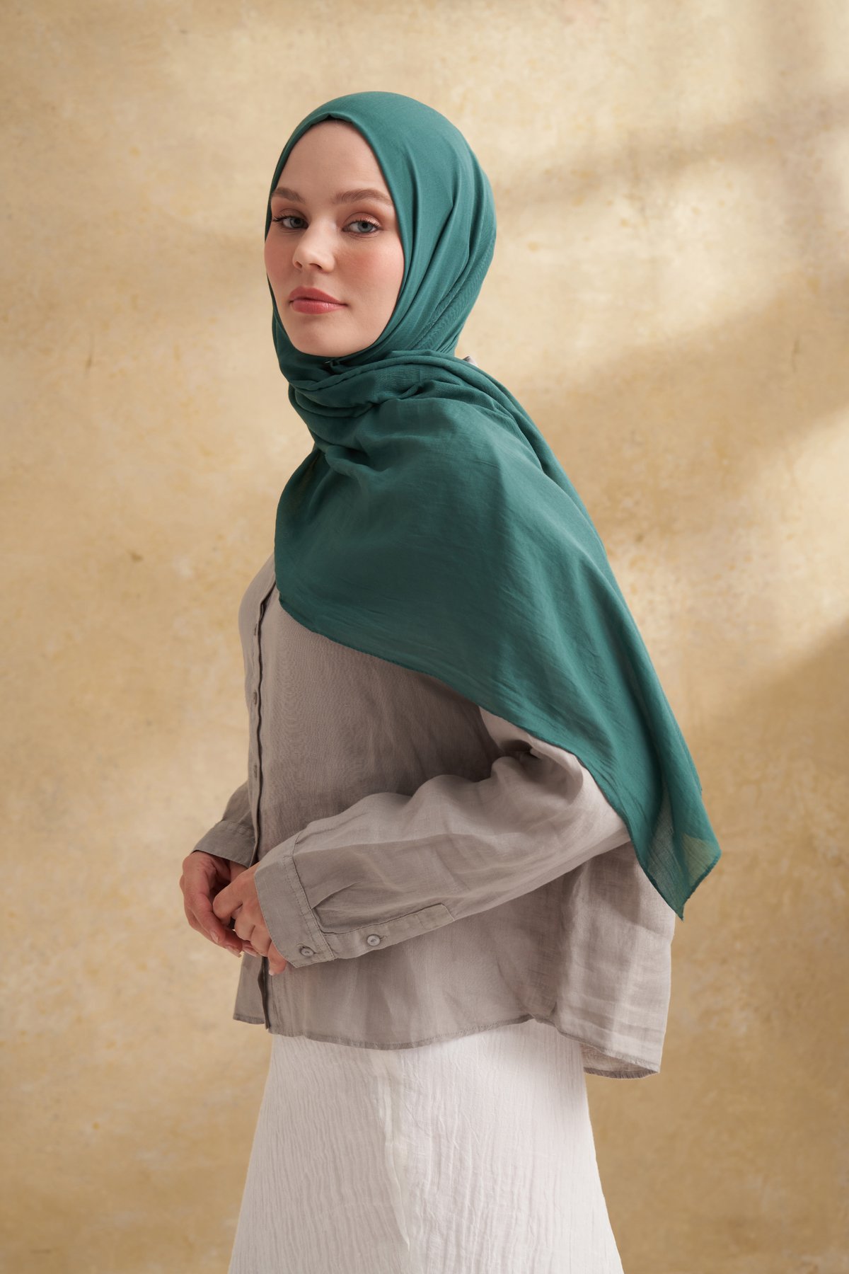 RUSTİK PAMUKSU ŞAL - ZÜMRÜT