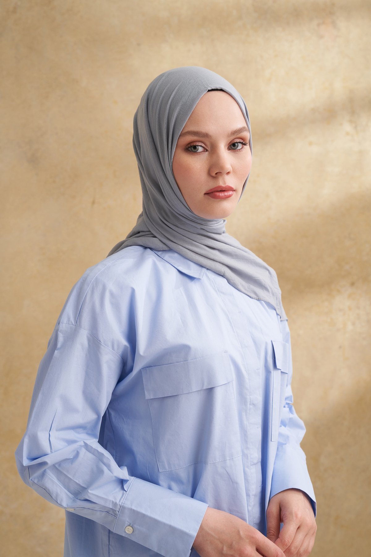 RUSTİK PAMUKSU ŞAL - GRİ