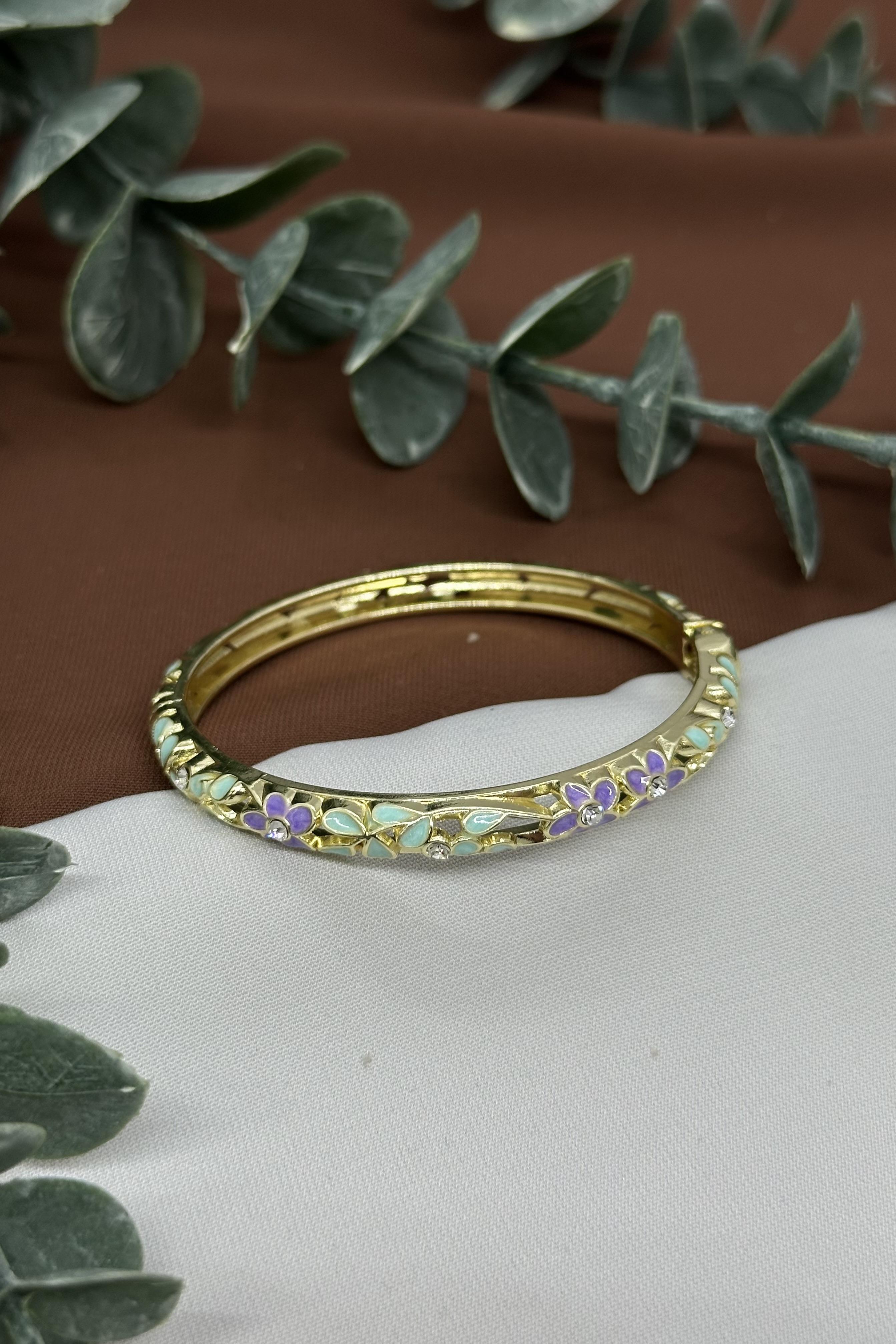 Yeşil-Mor Gold Mineli Kelepçe Bileklik