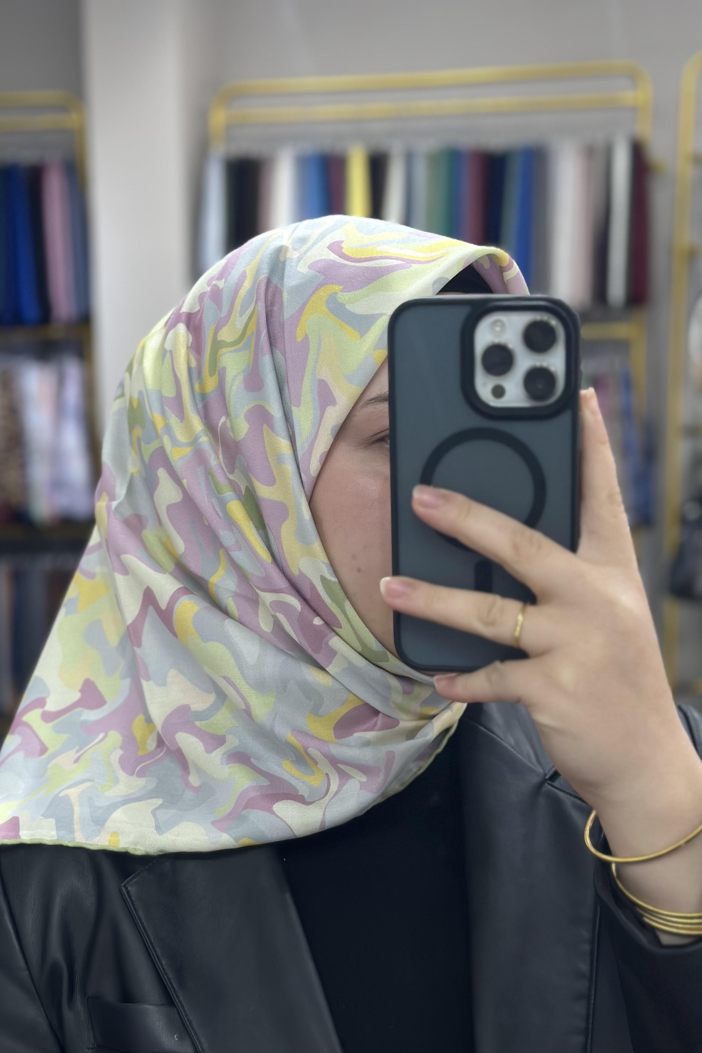 İpekhan Boya Desen Lila Soft Eşarp