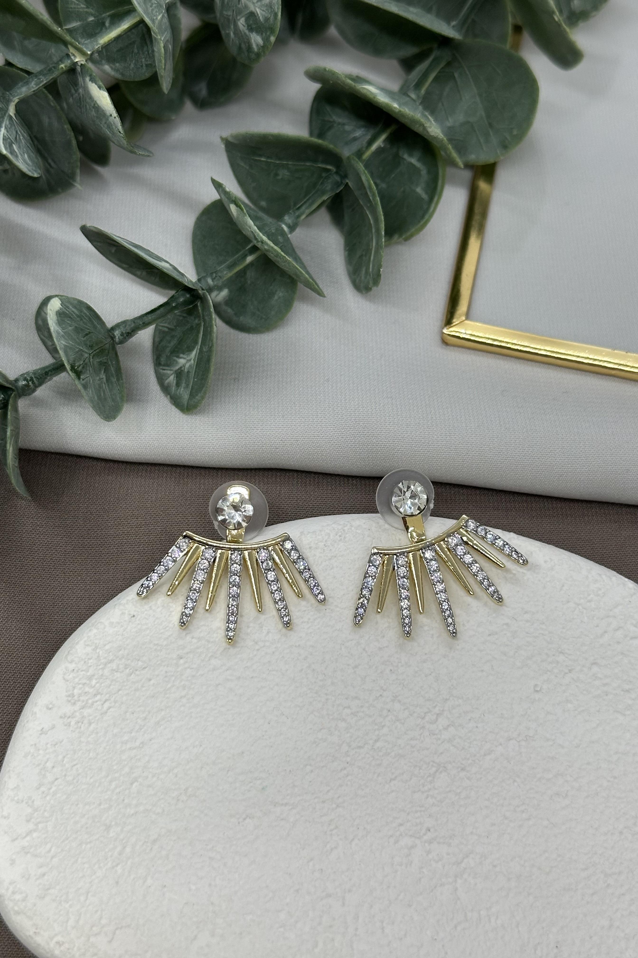 Işıltılı Gold-Sılver Özel Tasarım Şerit Vıp Küpe