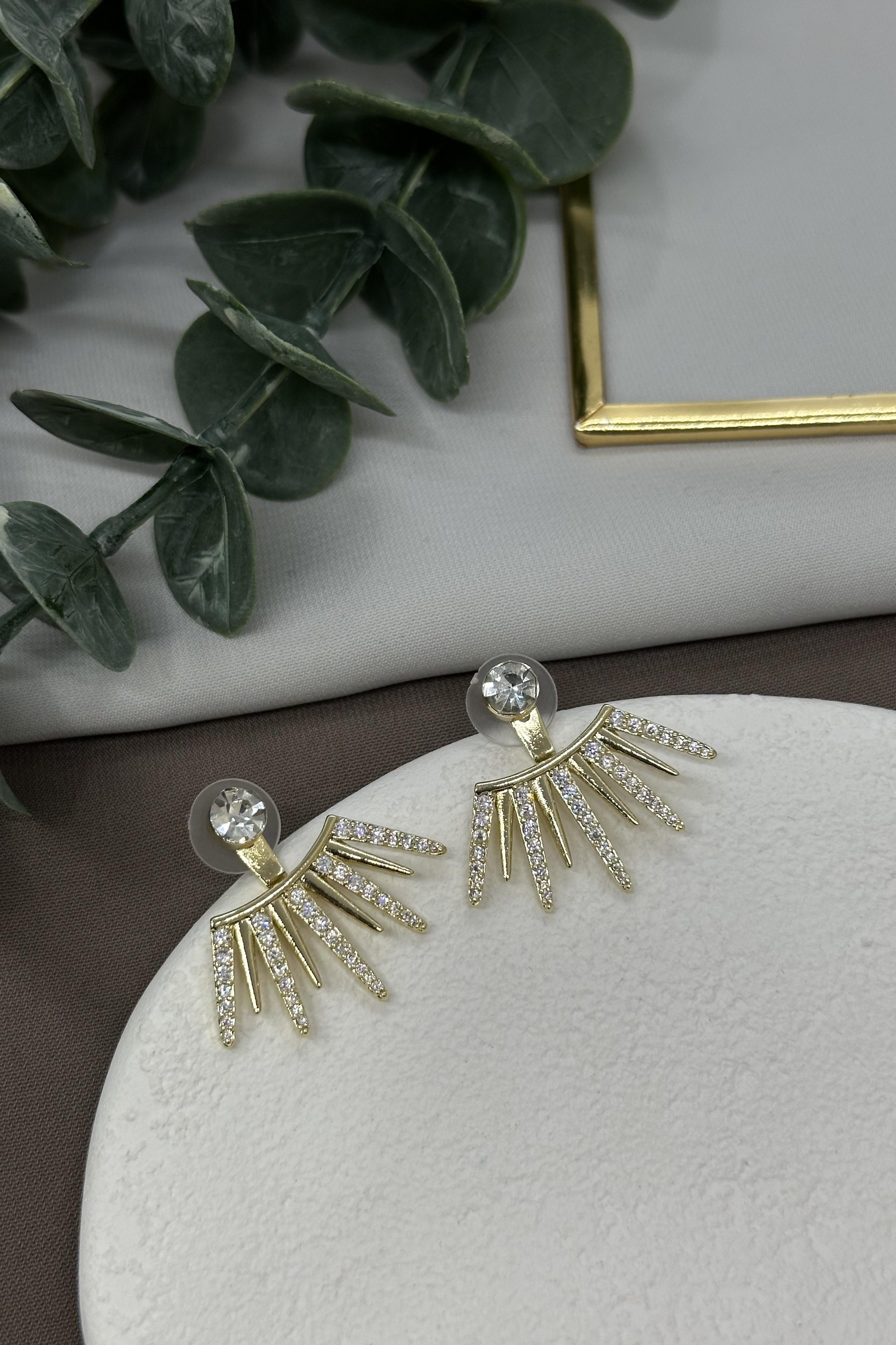 Işıltılı Gold Özel Tasarım Şerit Küpe