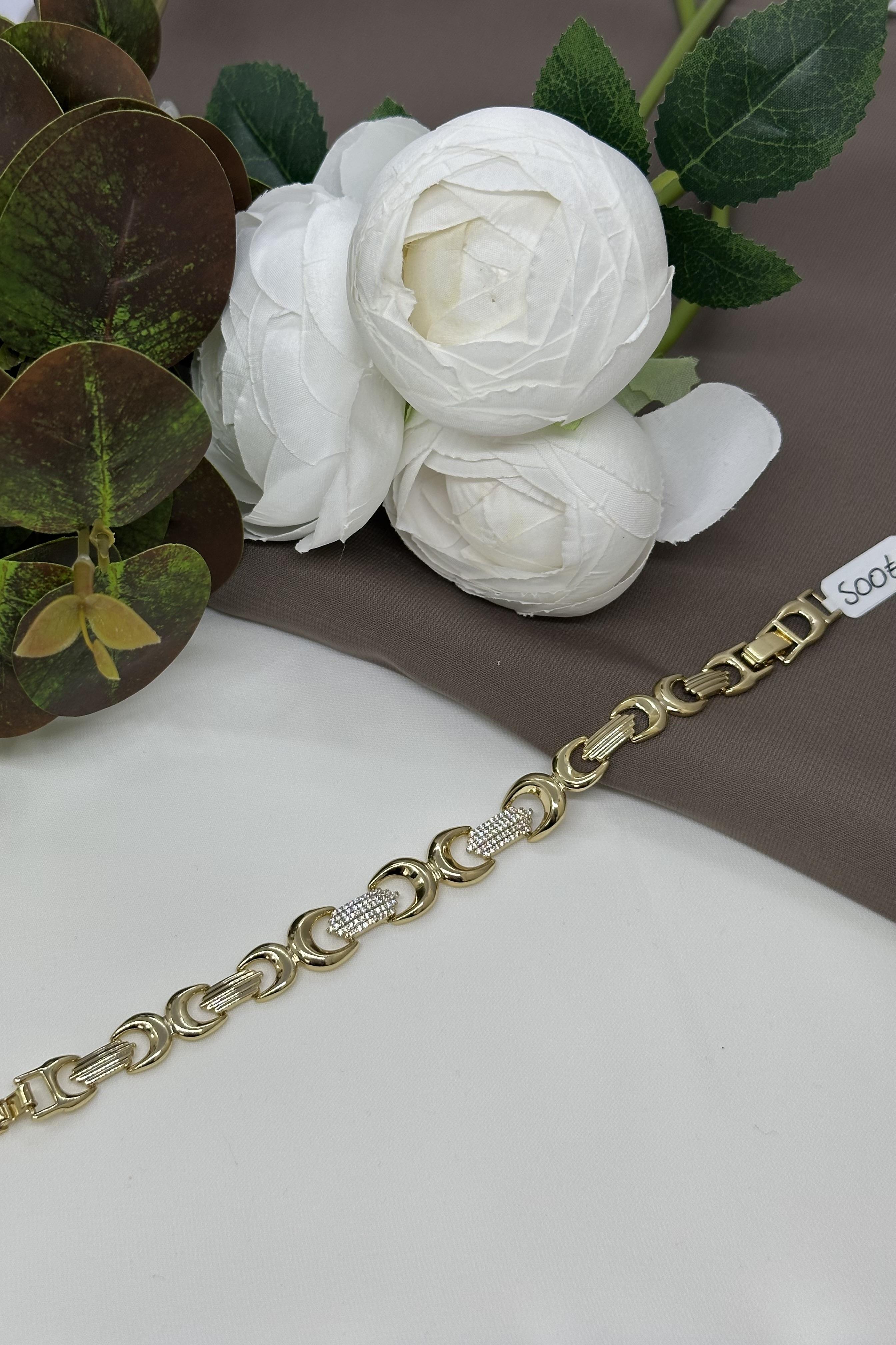 Taşlı Halka Model Gold Vıp Bileklik