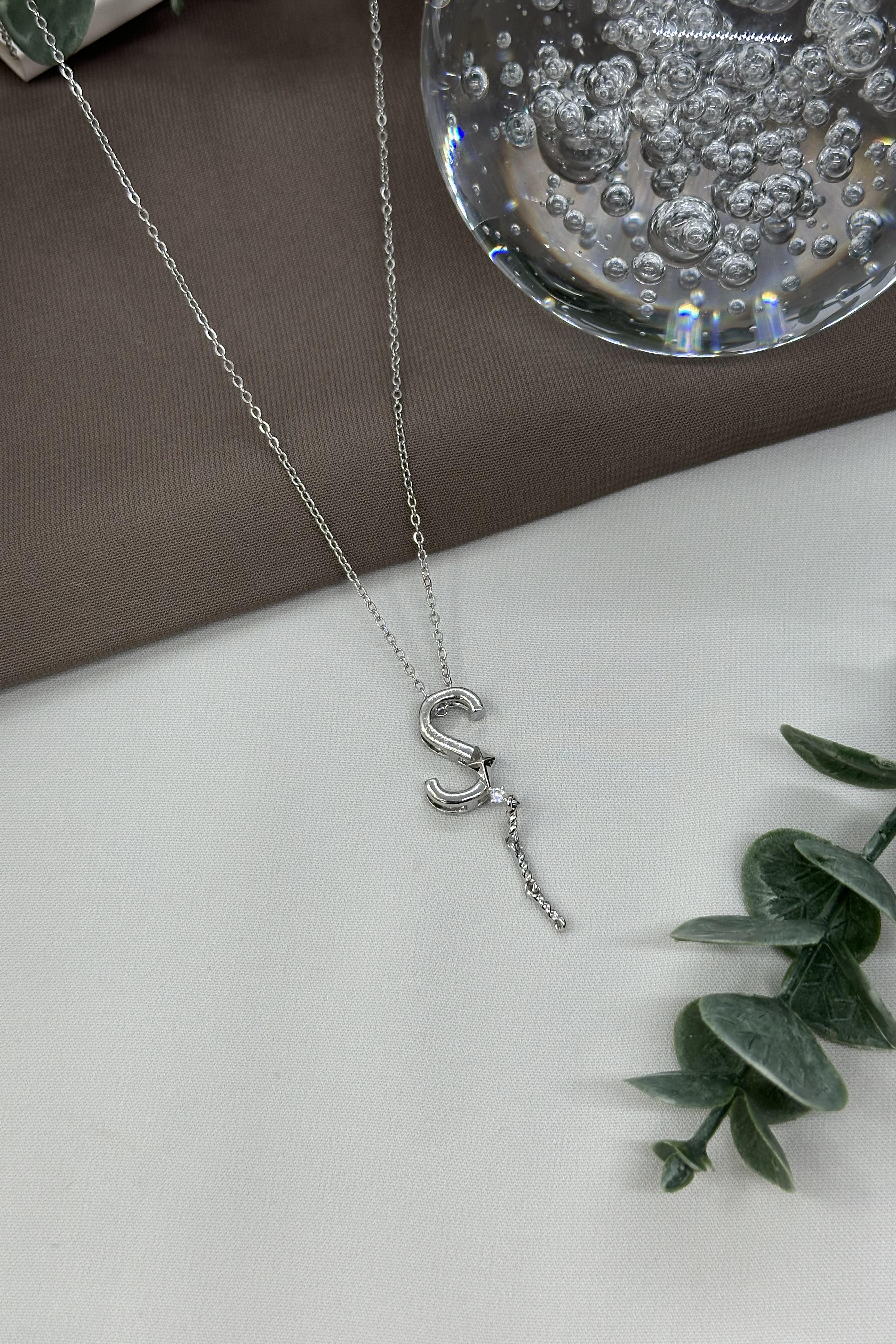 S Harfi Sılver Çelik Kolye