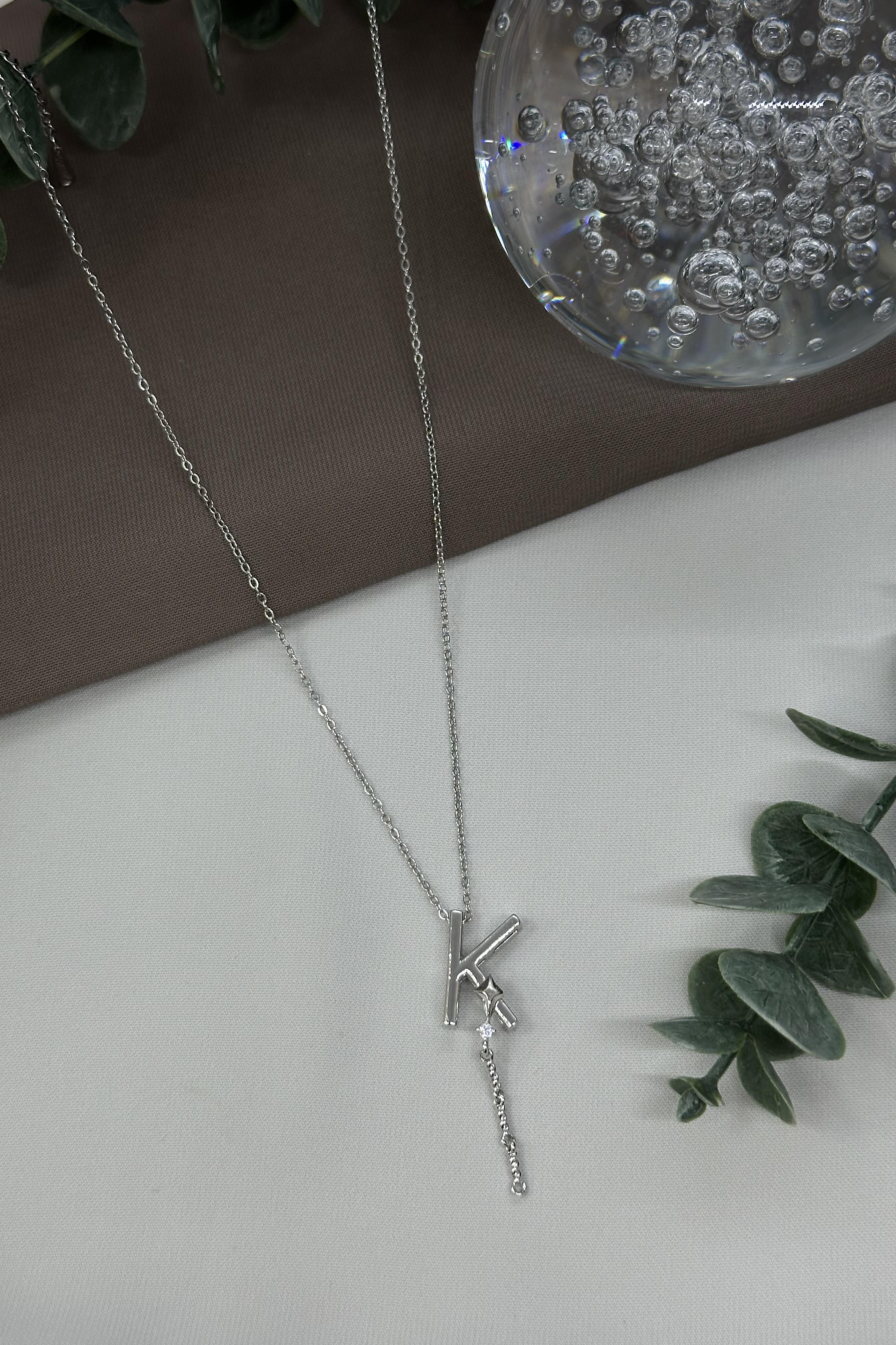 K Harfi Sılver Çelik Kolye