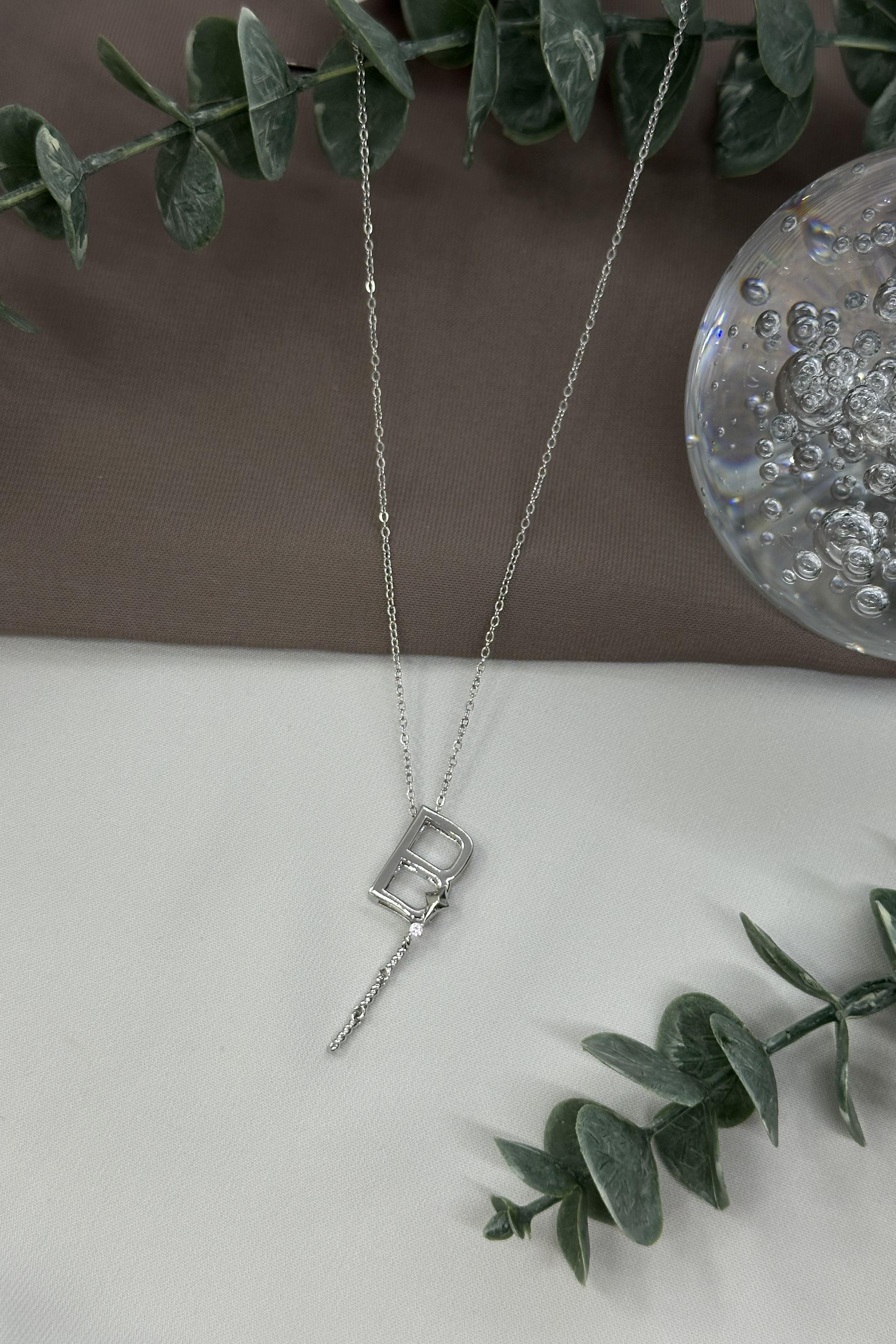 B Harfi Sılver Çelik Kolye