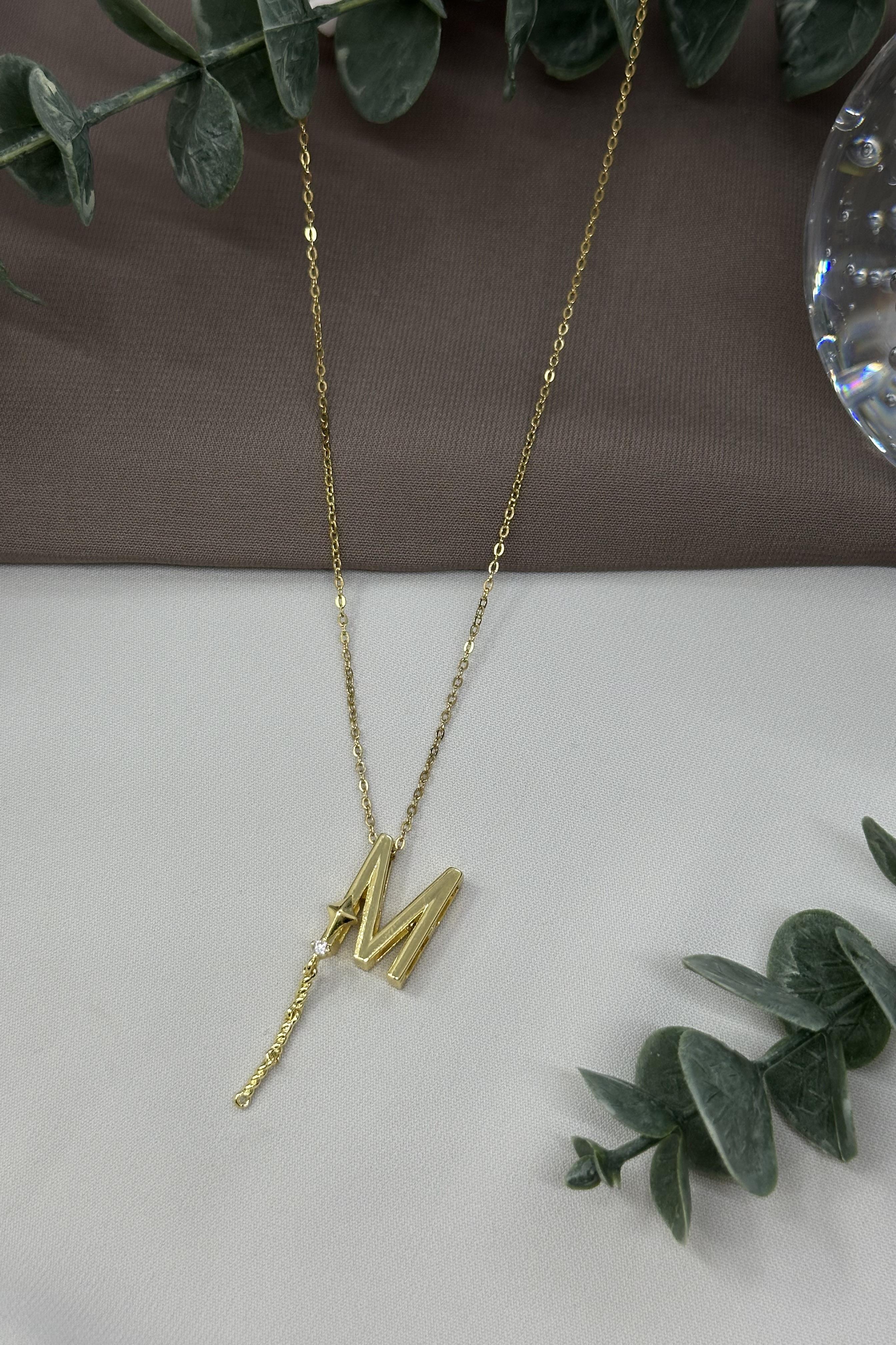 M Harfi Gold Çelik Kolye