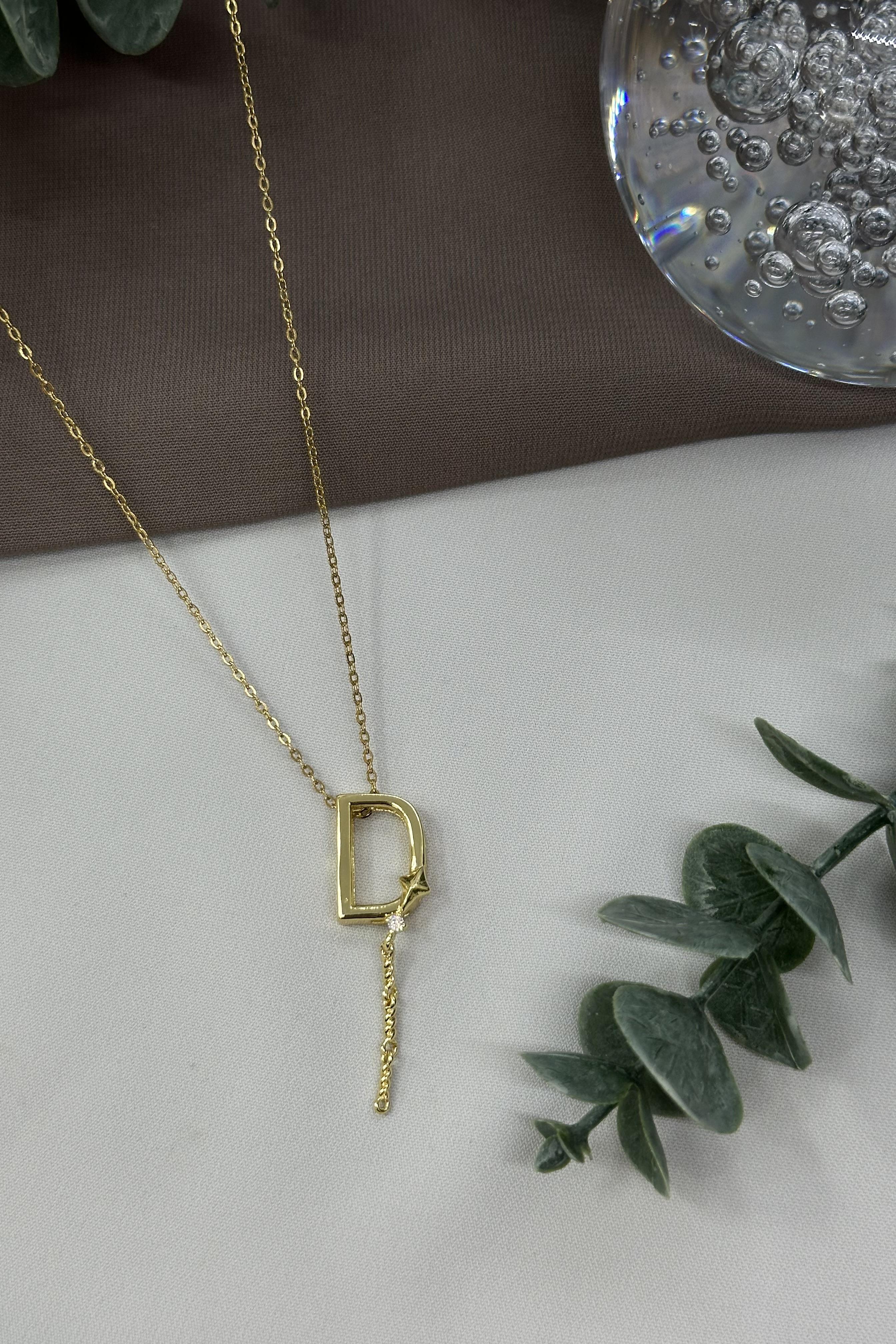 D Harfi Gold Çelik Kolye