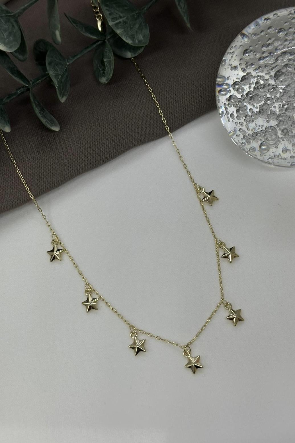 Yıldızlı Gold Vıp Kolye