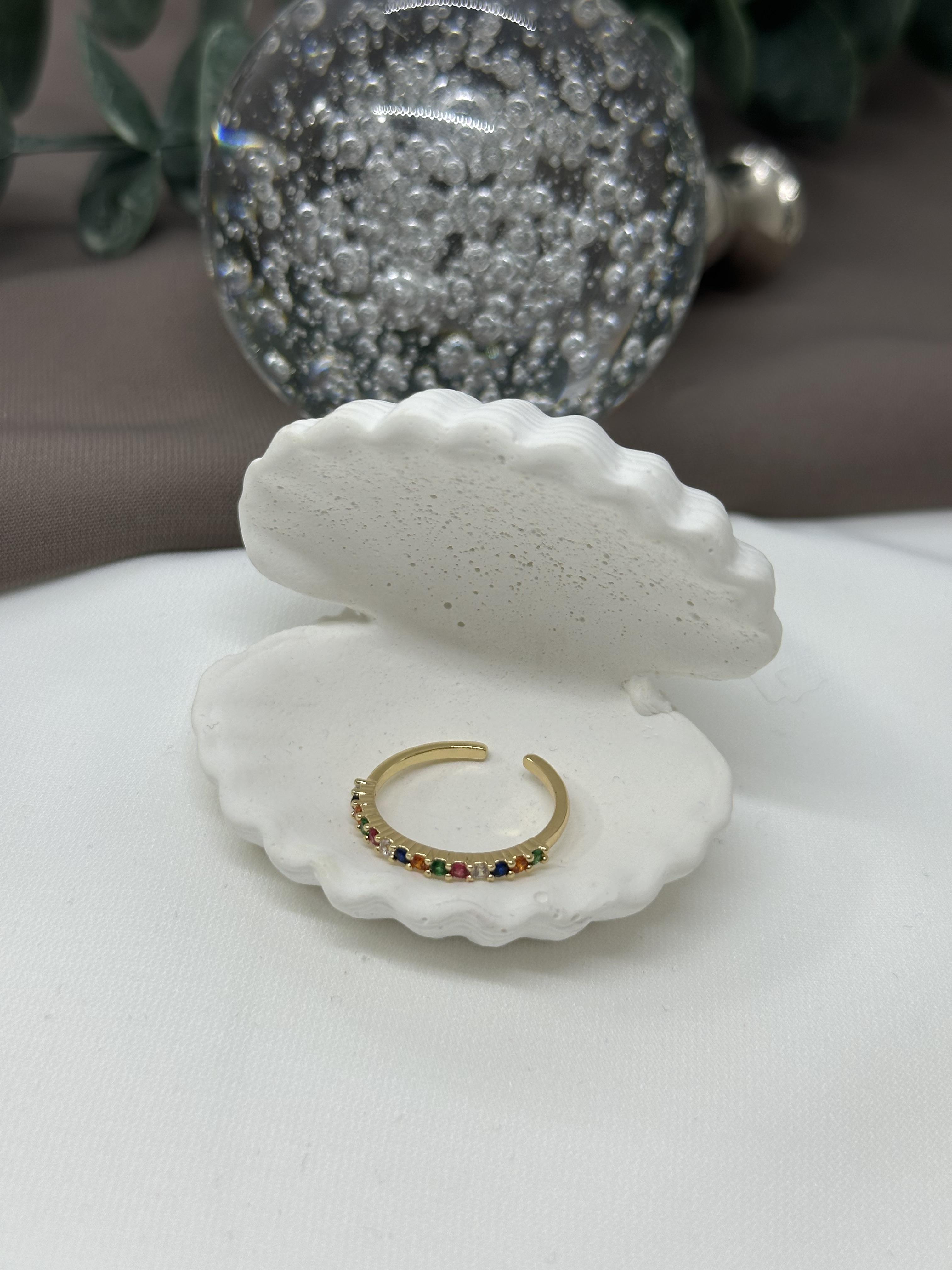 Renkli Taşlı Gold Vıp Yüzük