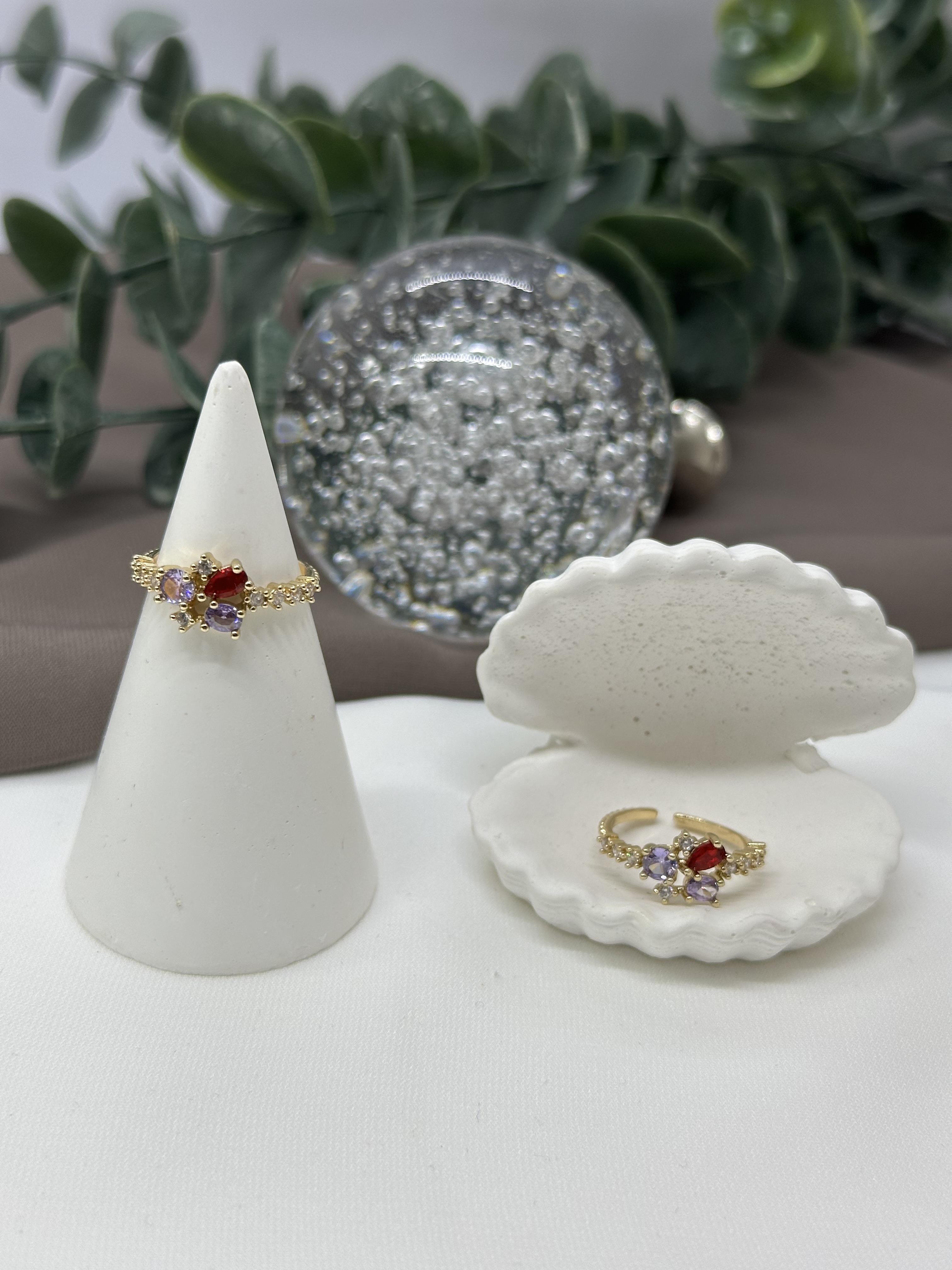 Renkli Taşlı Gold Vıp Yüzük