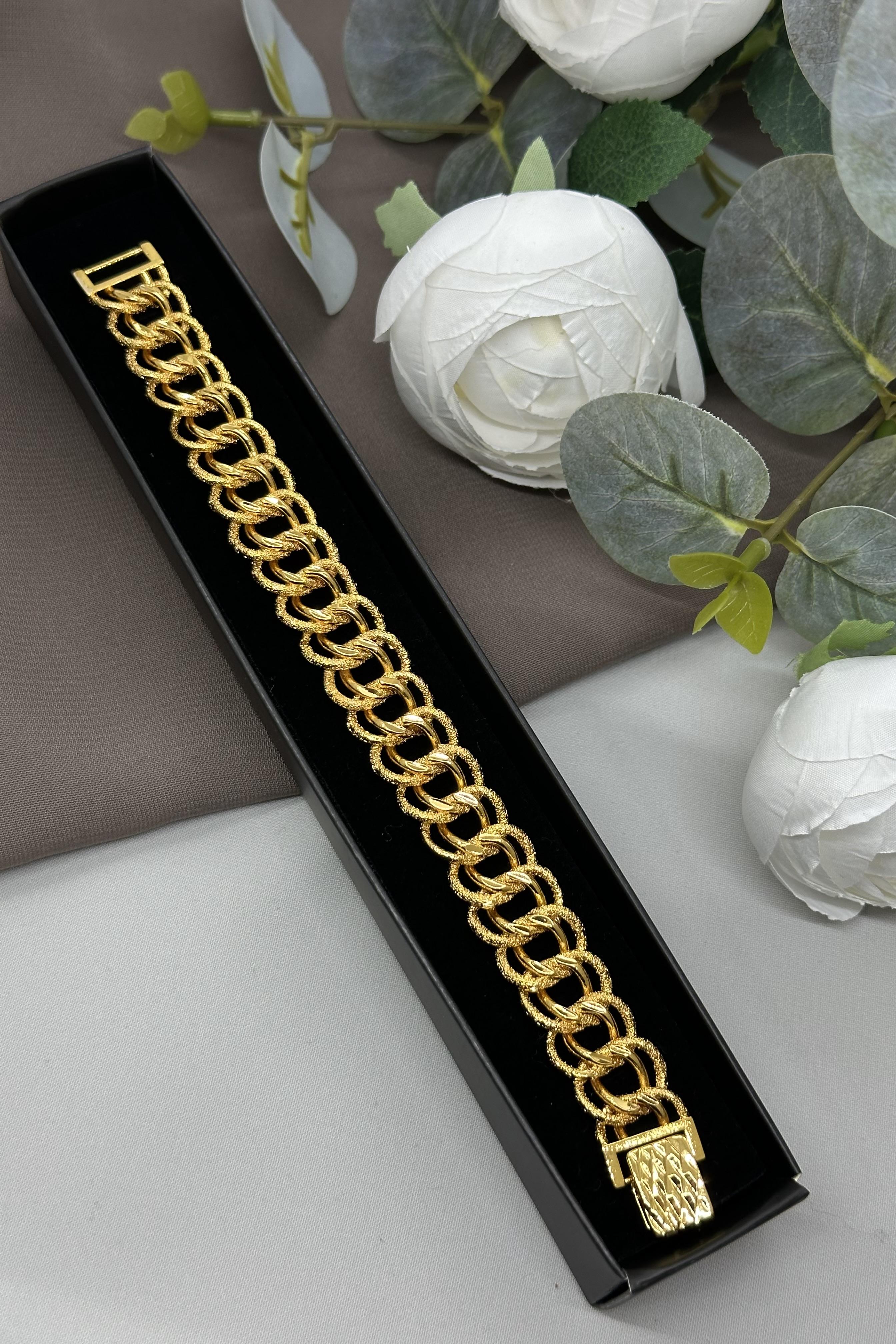 22 Ayar Altın Kaplama Çift Halkalı Bileklik