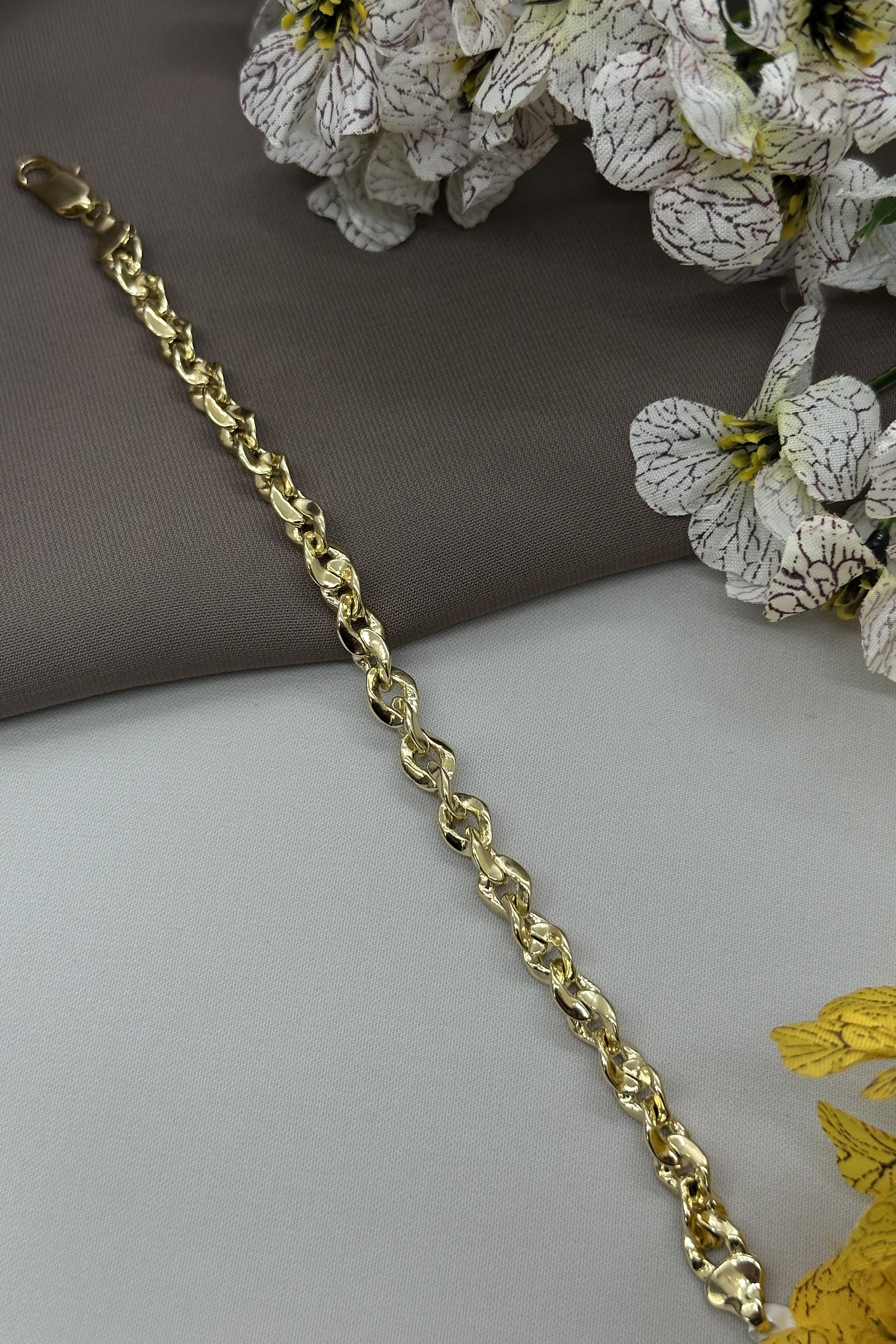 14K Halka Dolamalı Model Gold Vıp Bileklik