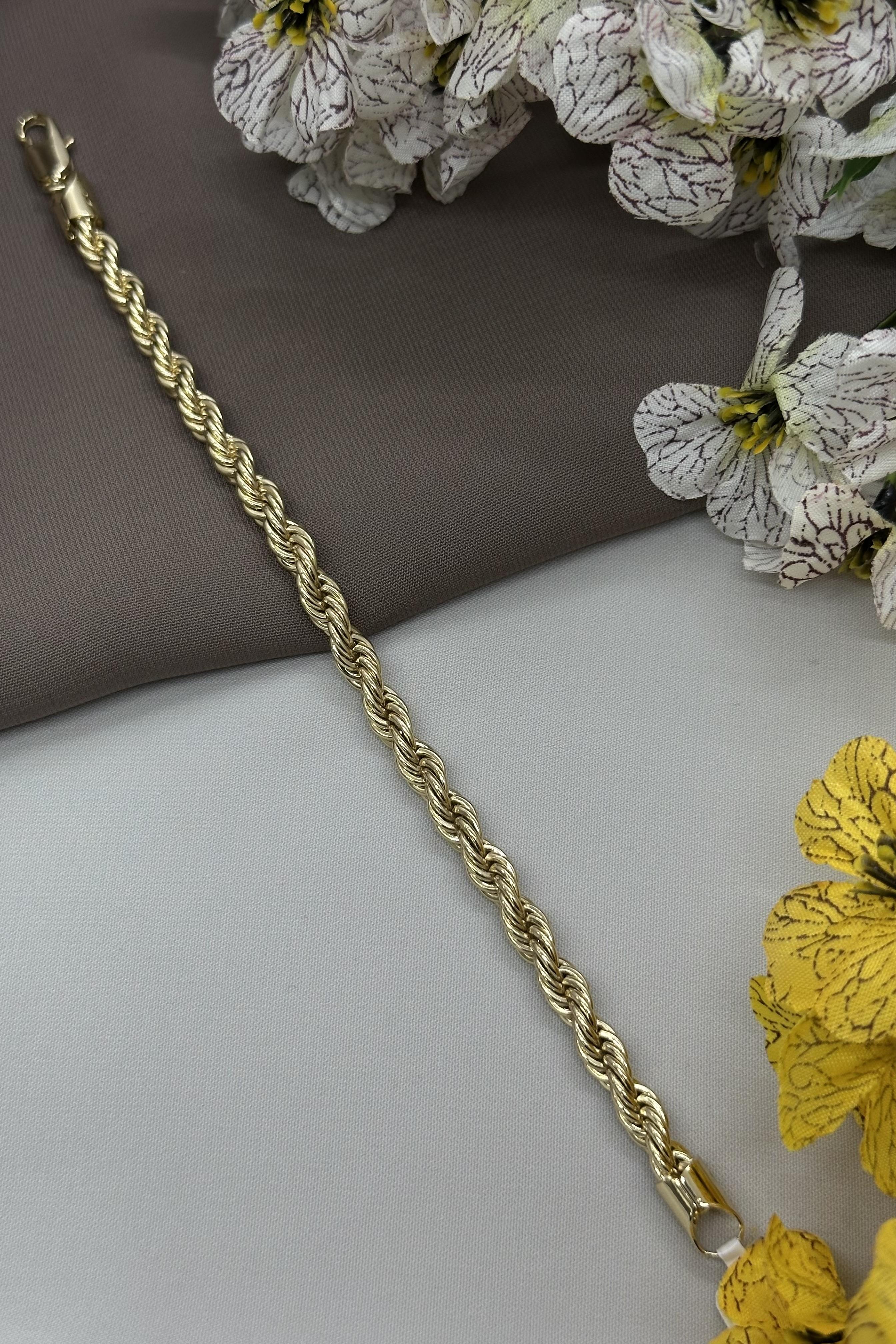 14K 2mm Burgu Gold Vıp Bileklik