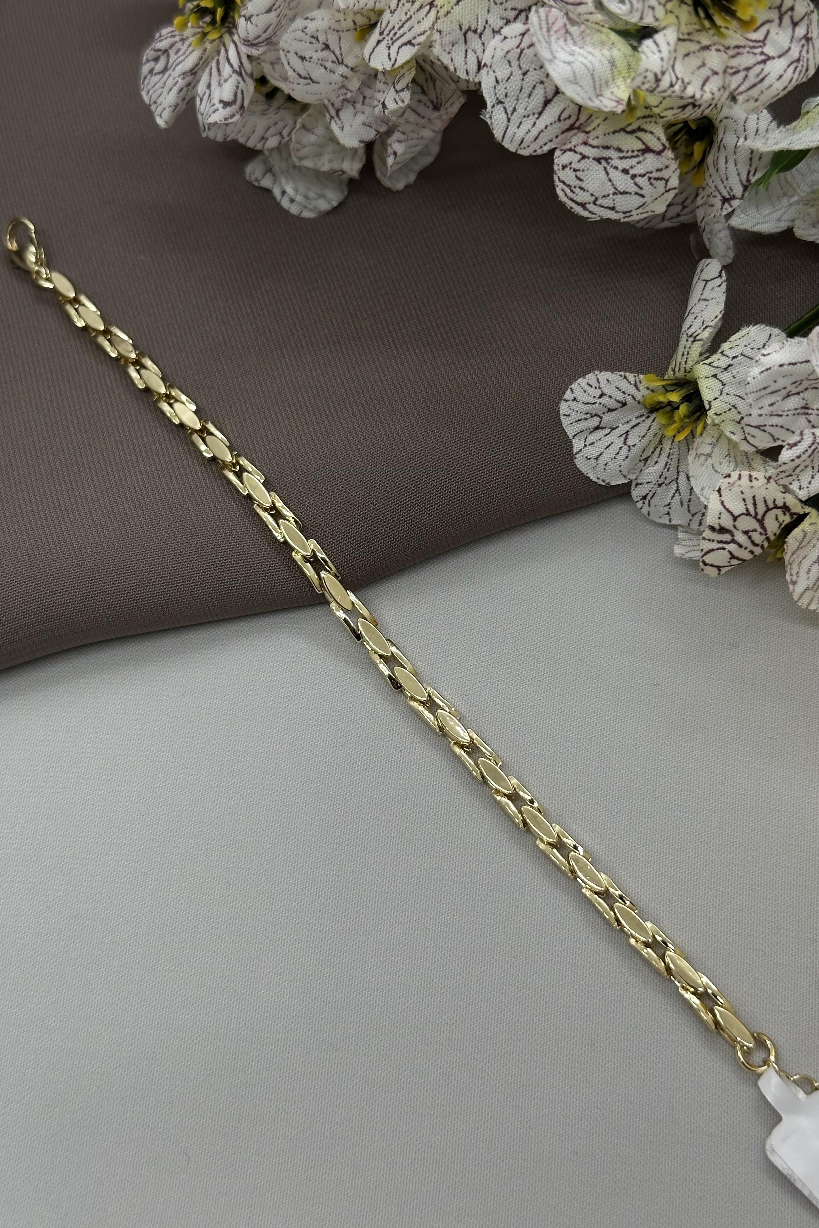 14K Uzun Arpa Model Gold Vıp Bileklik