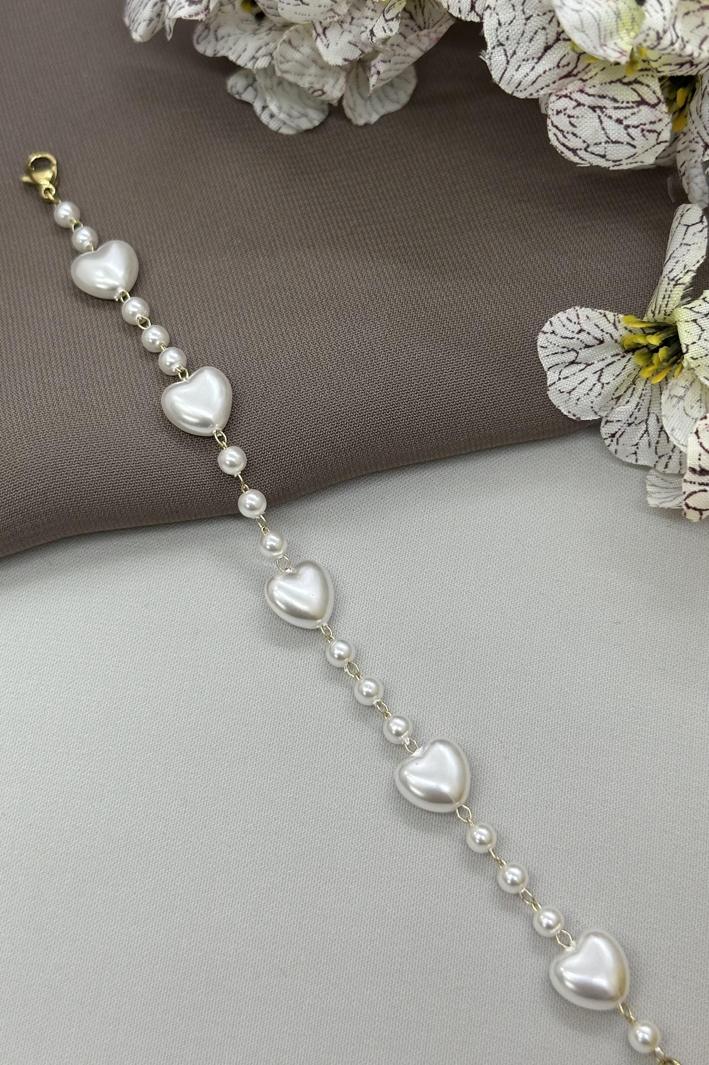 Kalpli İncili Gold Vıp Bileklik