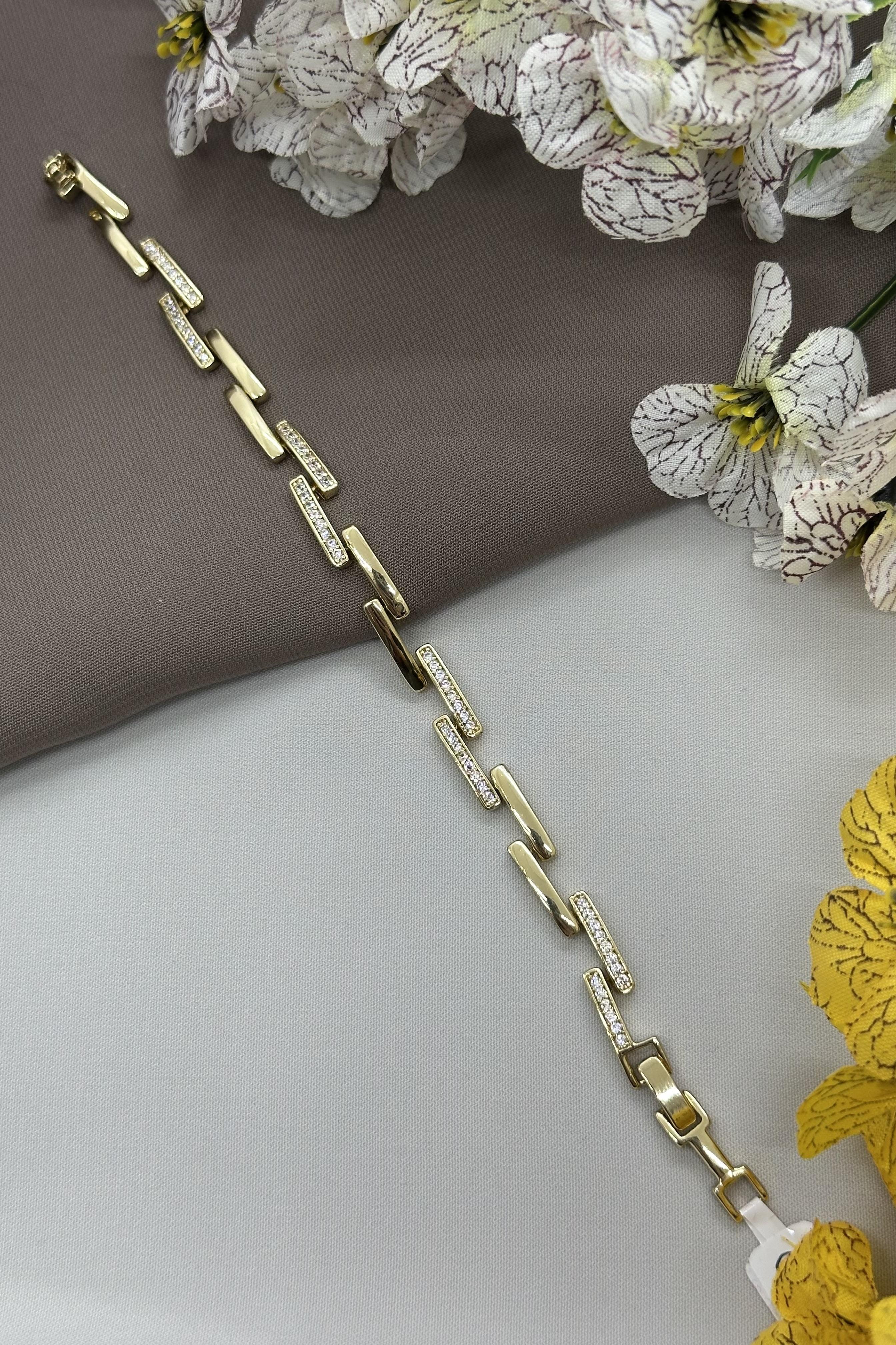 14K Çizgi Model Gold Vıp Bileklik