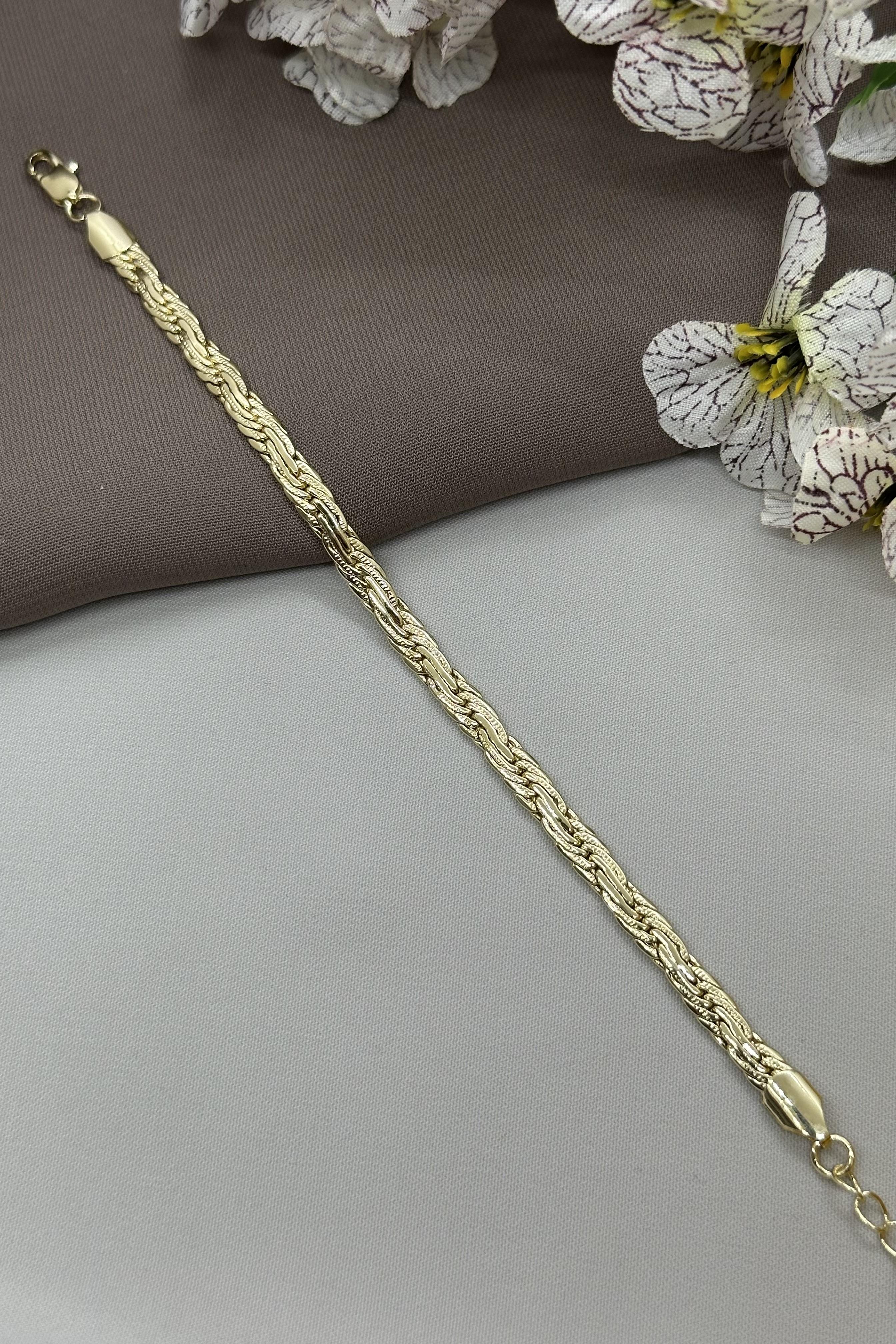 14K Zincir Model Gold Vıp Bileklik