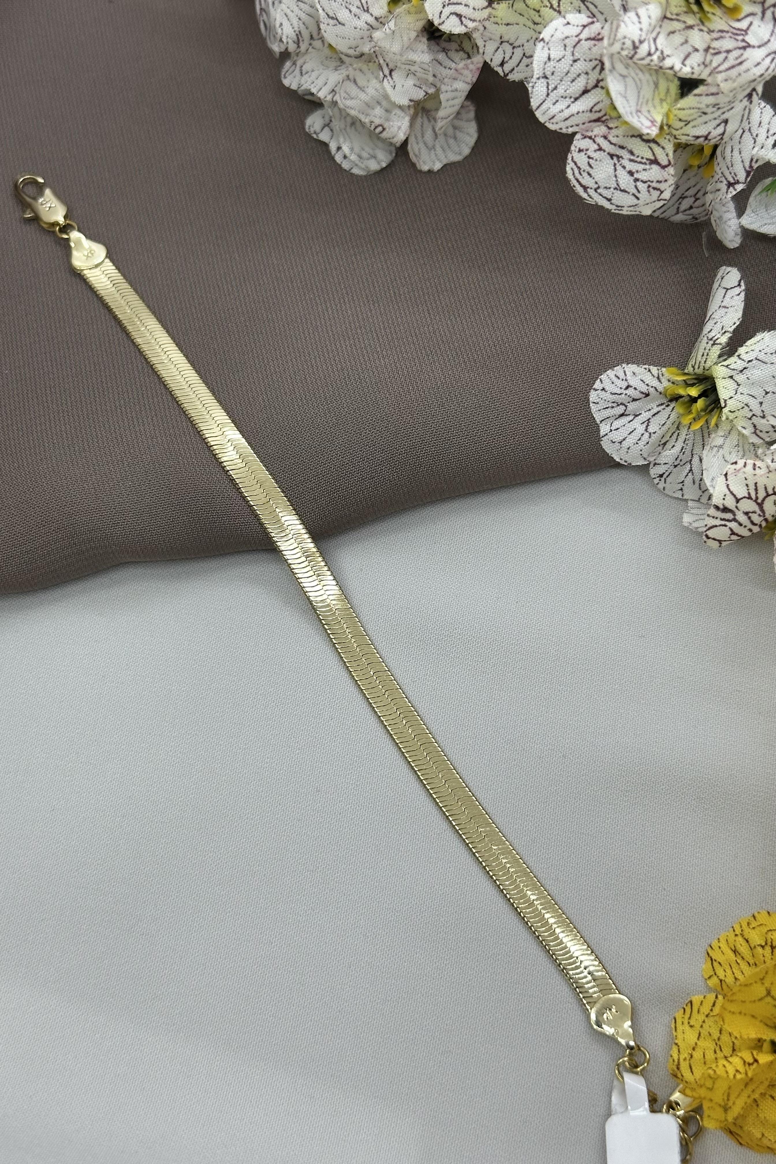 14K İtalyan Ezme Zincir Gold Vıp Bileklik