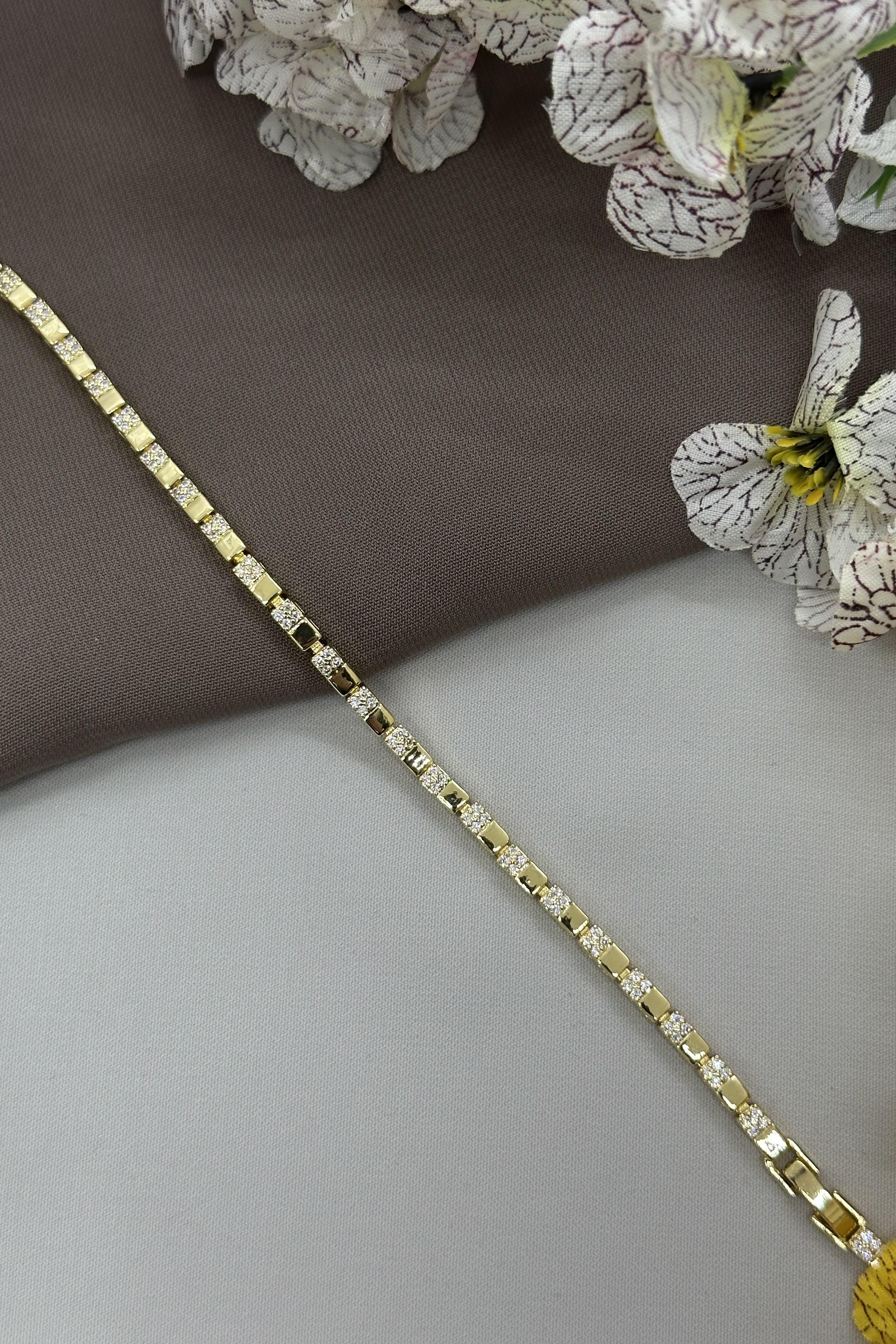 14K Taşlı Gold Vıp Bileklik