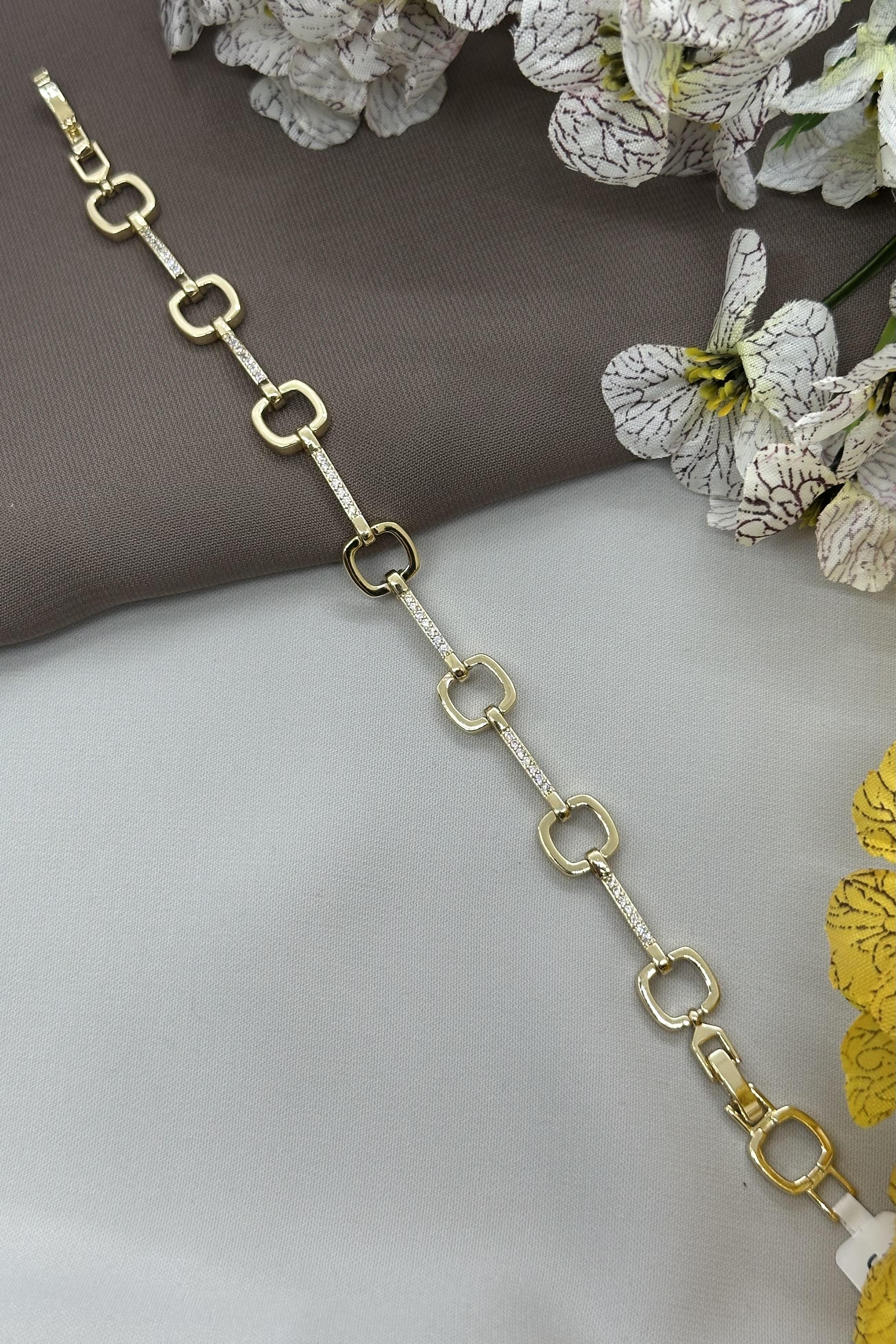 14K Kare Halkalı Gold Vıp Bileklik