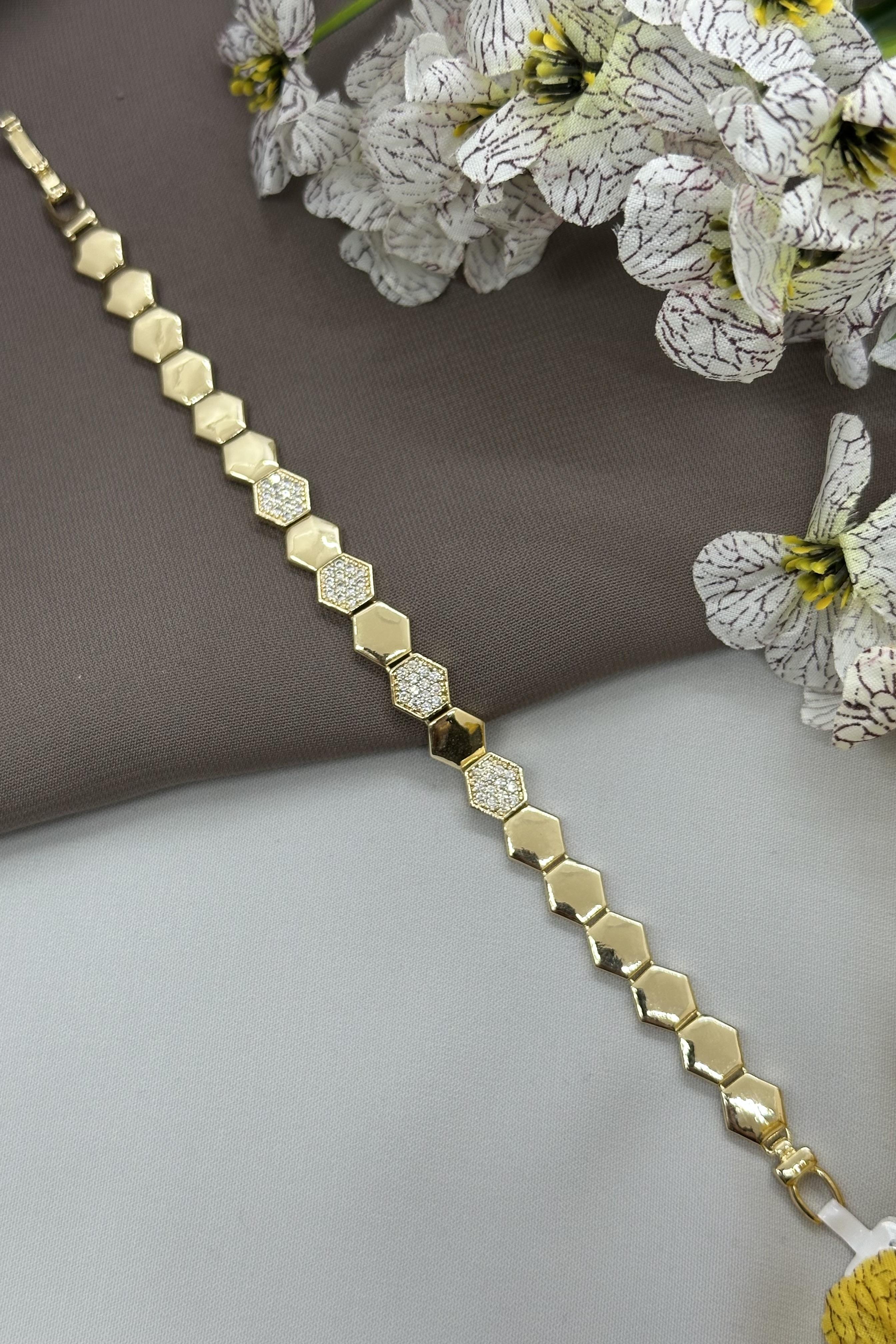 14K Petek Model Gold Vıp Bileklik