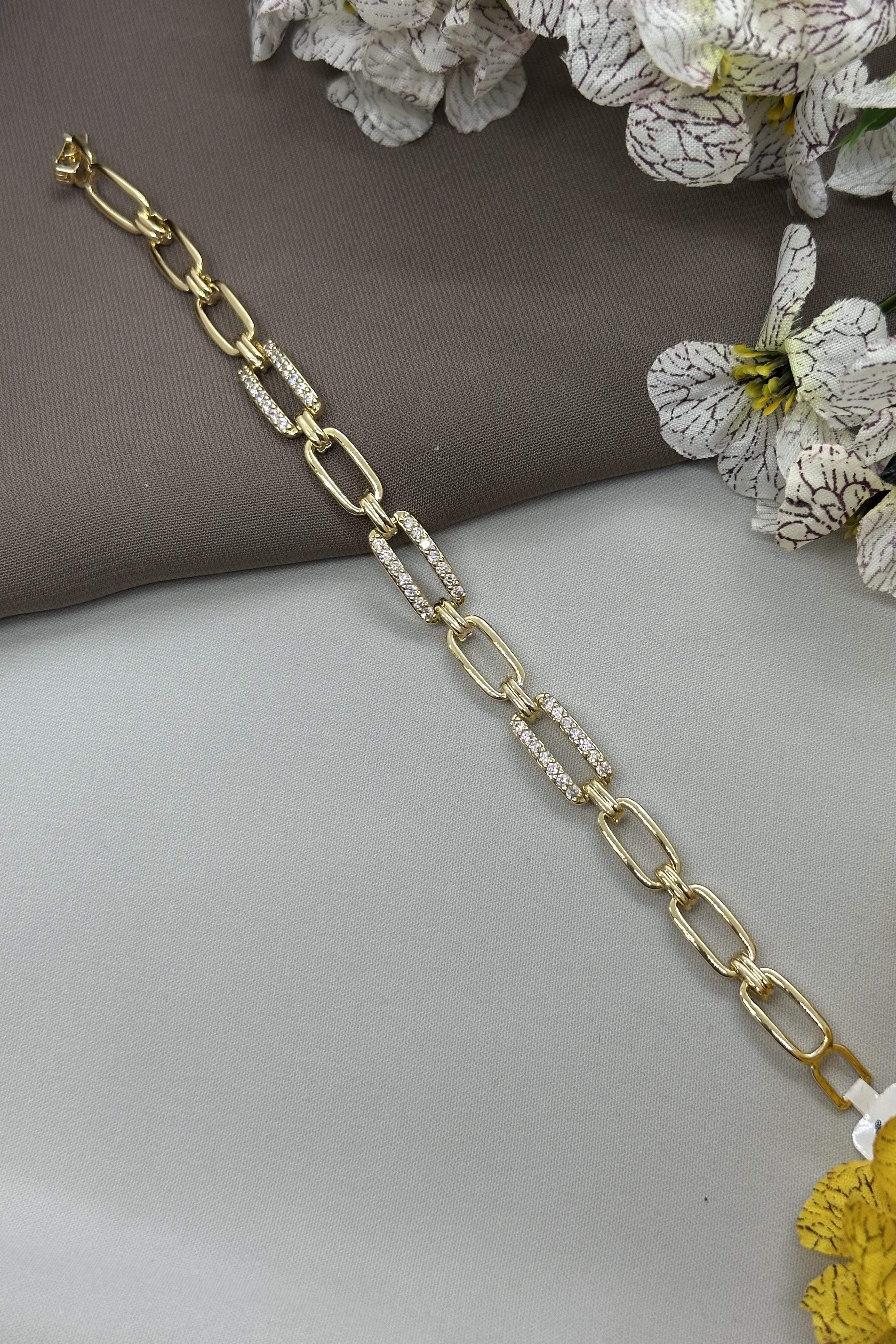 14K Uzun Halkalı Gold Vıp Bileklik