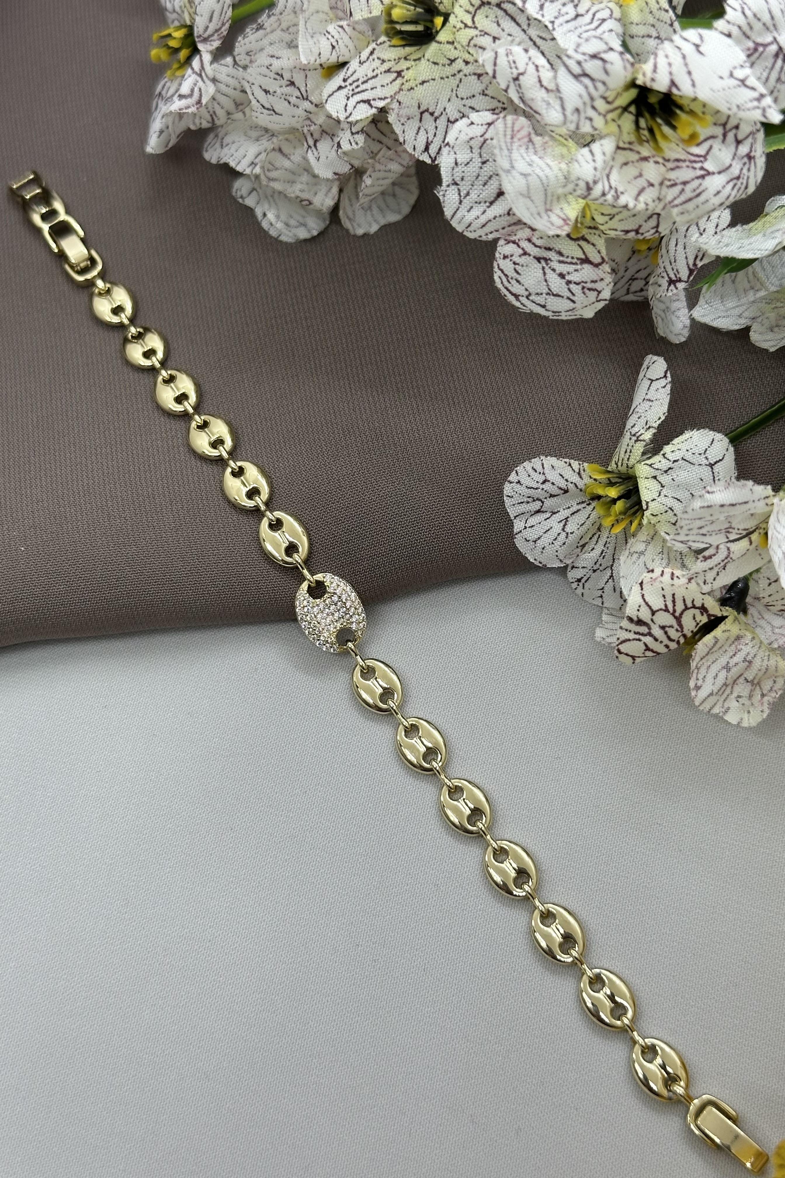 14K Düğme Model Gold Vıp Bileklik