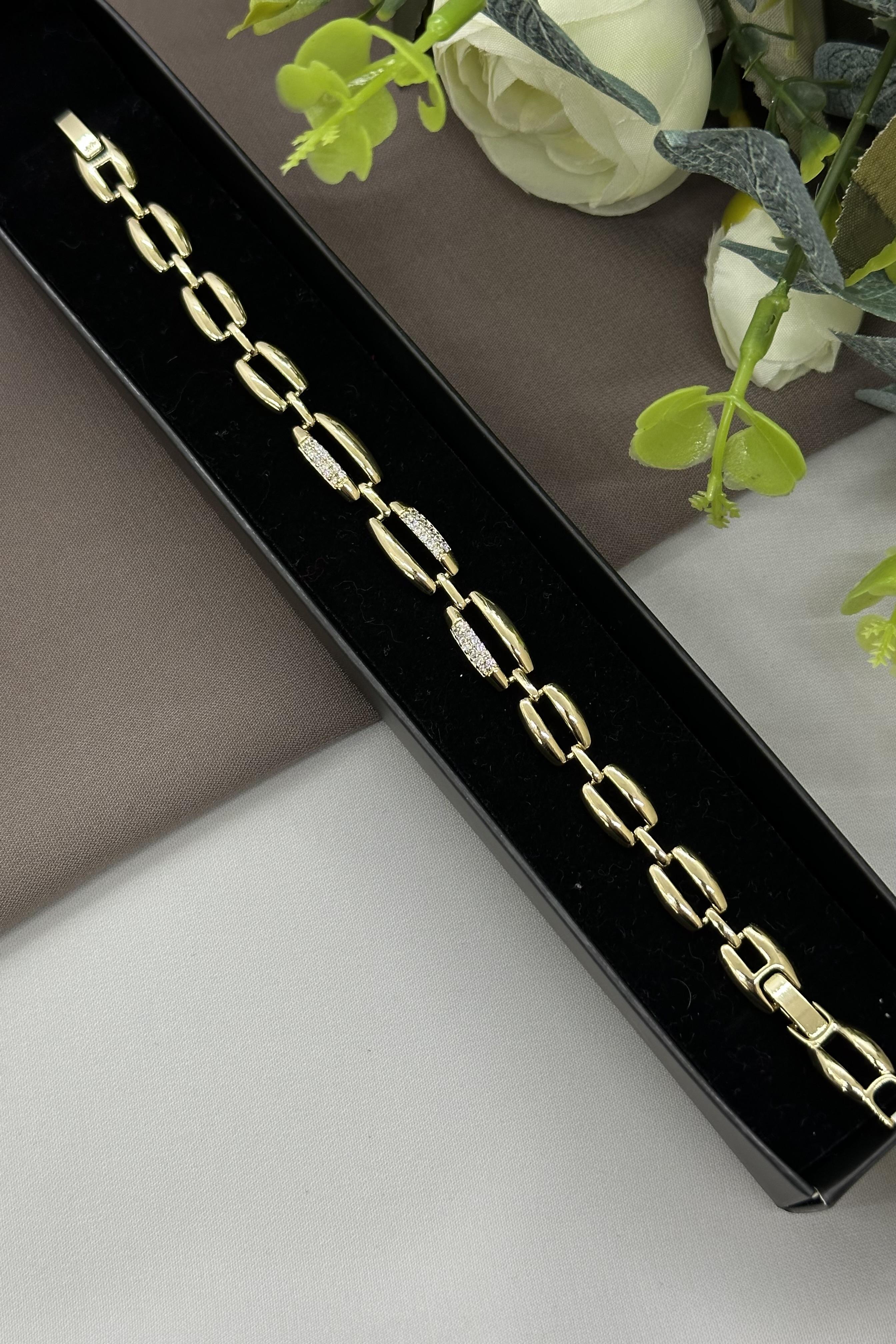 14K Uzun Halkalı Gold Vıp Bileklik