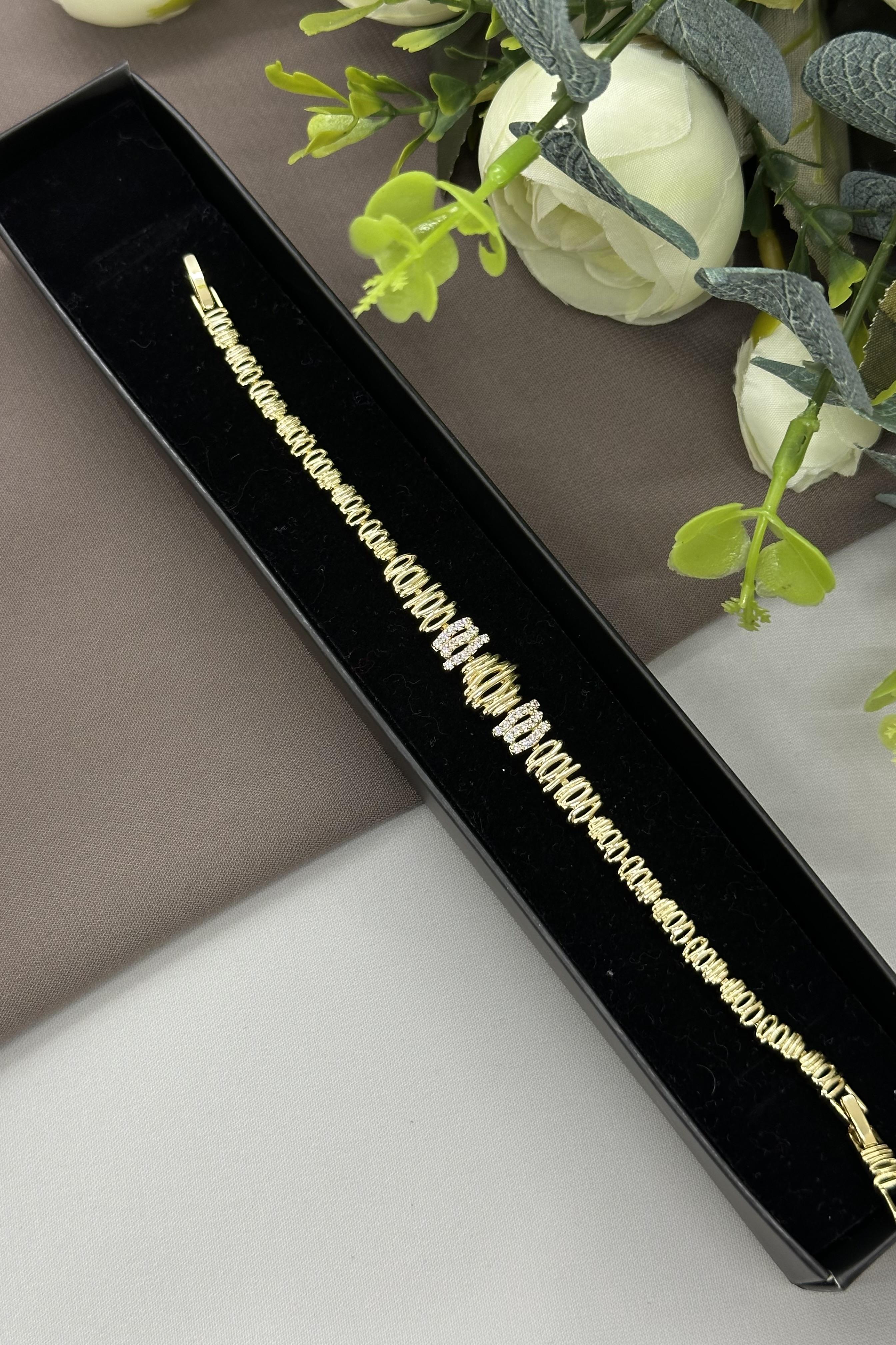 14K Çizgi Model Gold Vıp Bileklik